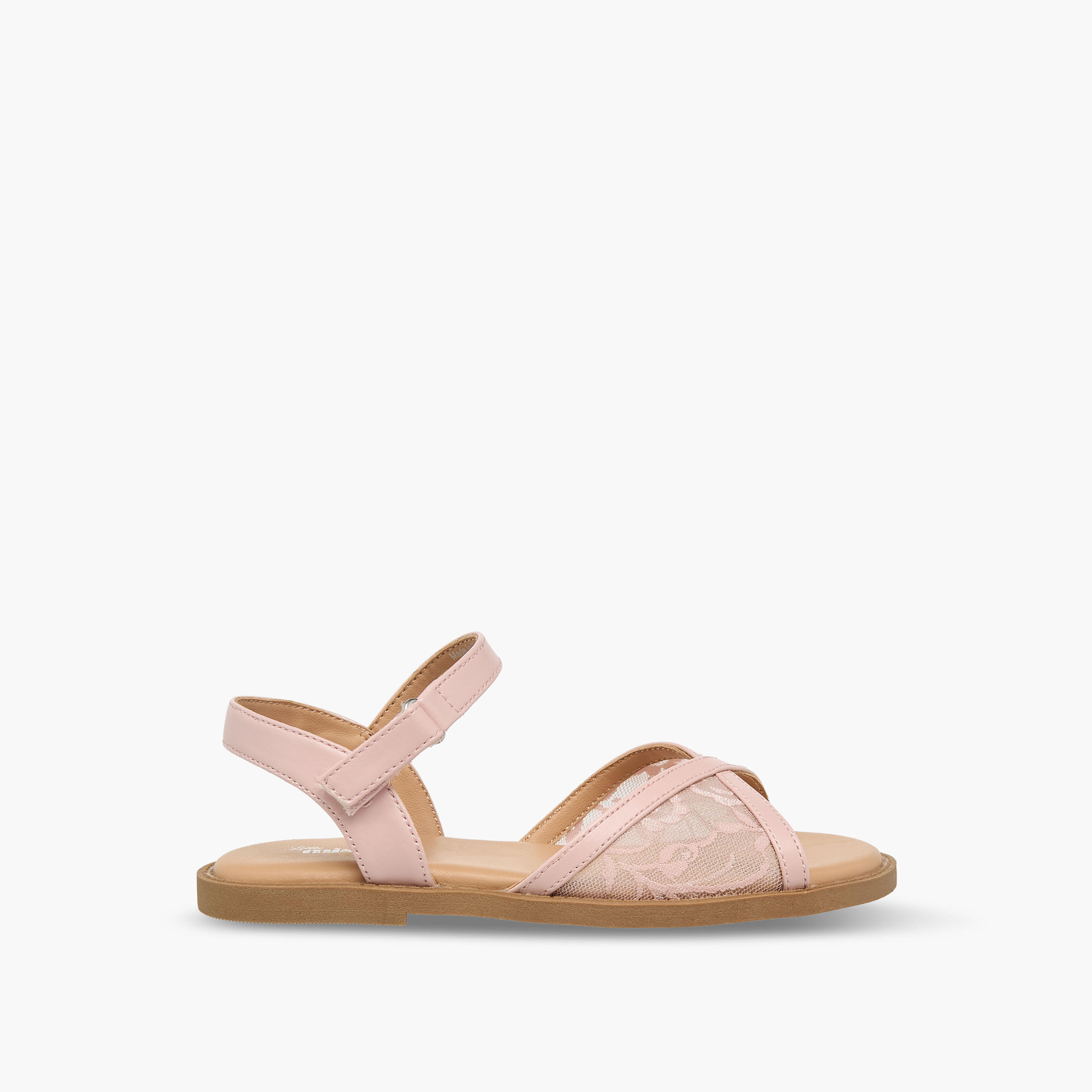 Little Missy Girls Lace Detail Hook & Loop Sandals-girls-shoes-sandals-image-2