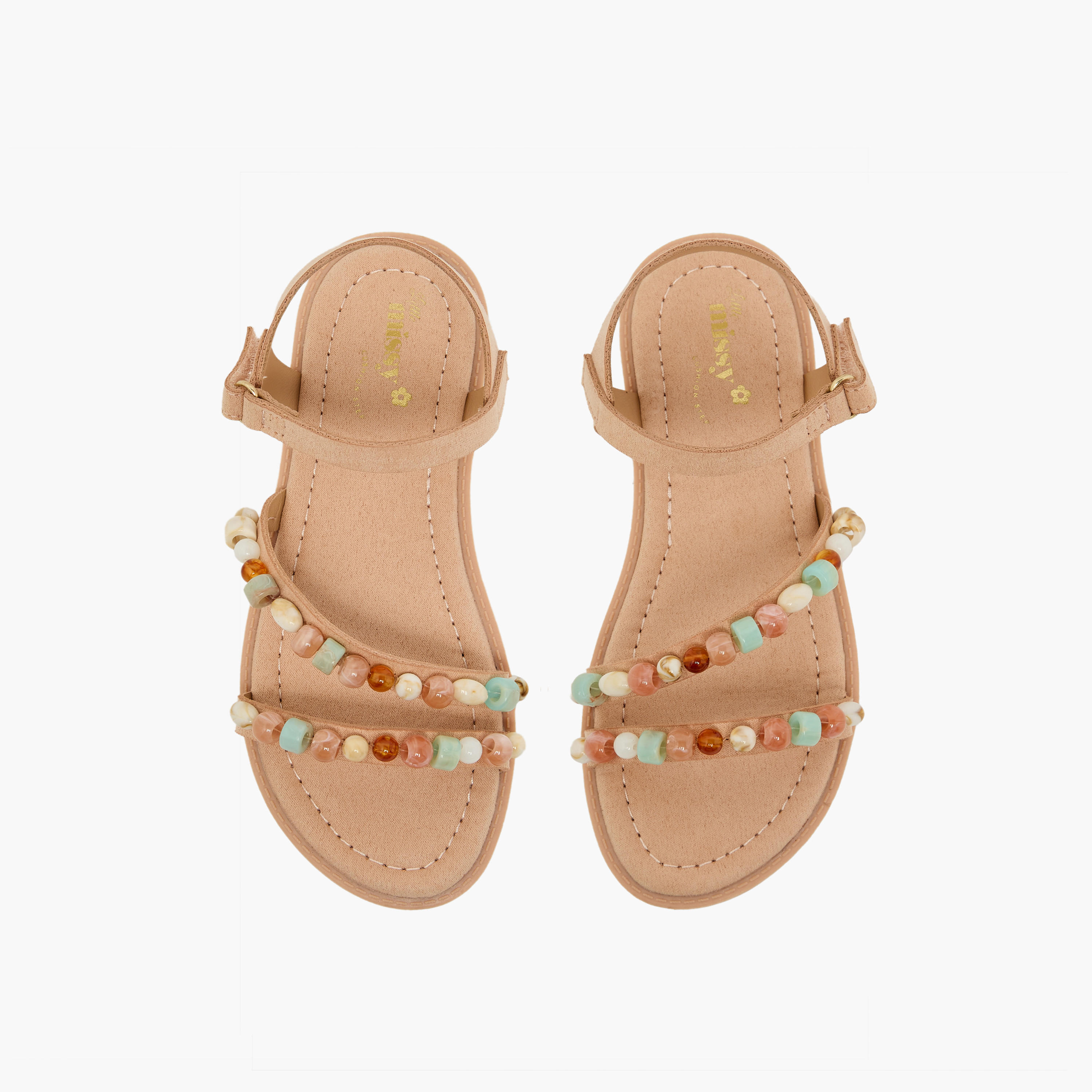 صندل مزين بالخرز بشريط إغلاق لاصق للبنات من ليتل ميسي-girls-shoes-sandals-image-1