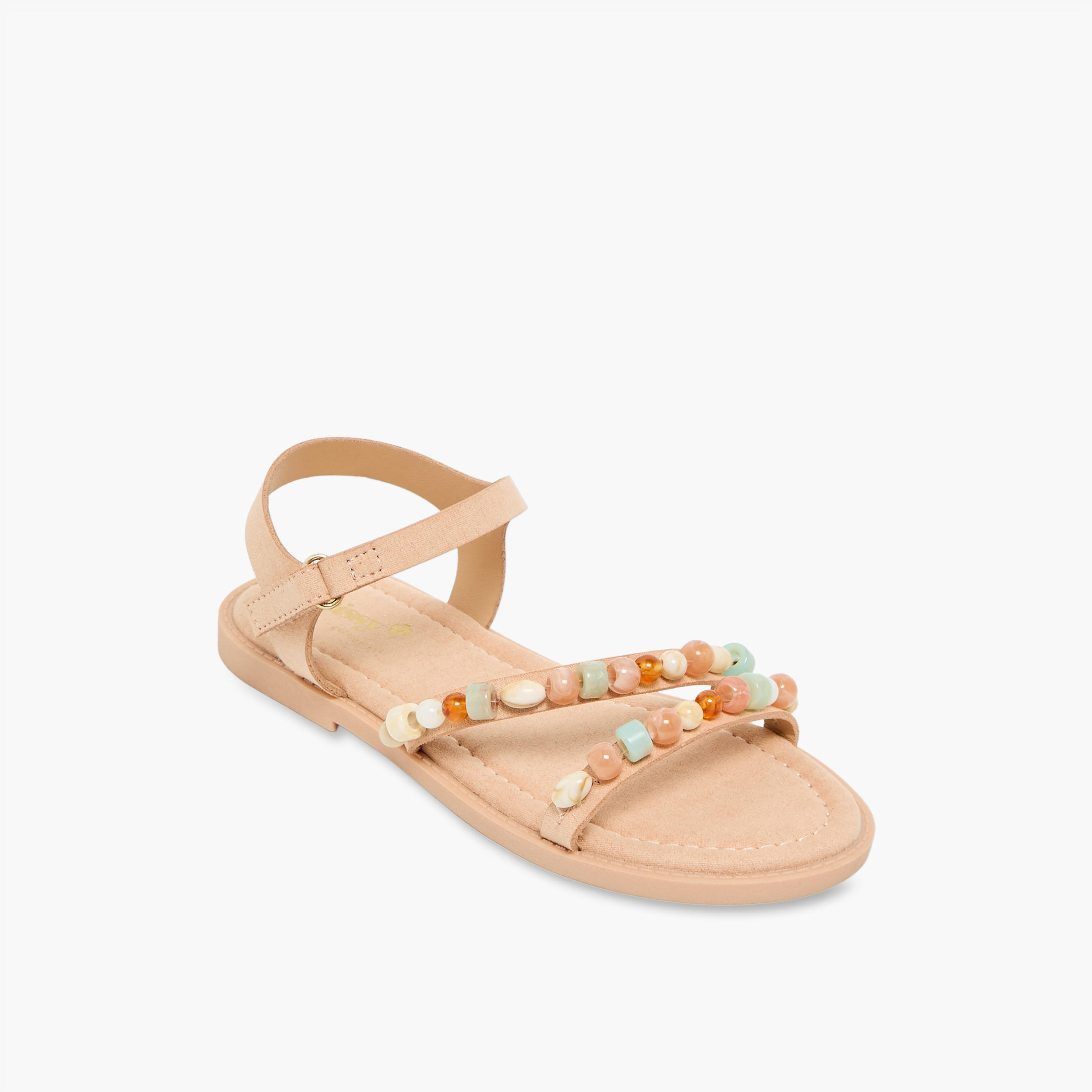 صندل مزين بالخرز بشريط إغلاق لاصق للبنات من ليتل ميسي-girls-shoes-sandals-image-2