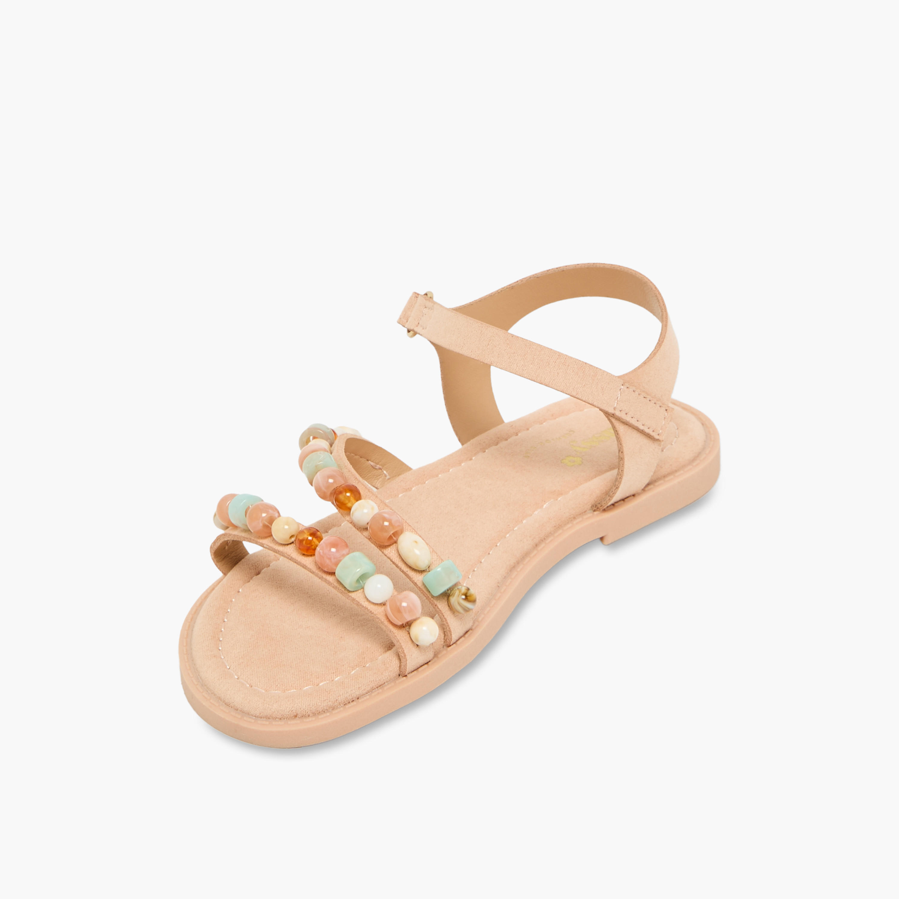 صندل مزين بالخرز بشريط إغلاق لاصق للبنات من ليتل ميسي-girls-shoes-sandals-image-4