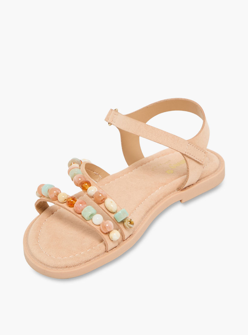 صندل مزين بالخرز بشريط إغلاق لاصق للبنات من ليتل ميسي-girls-shoes-sandals-image-4