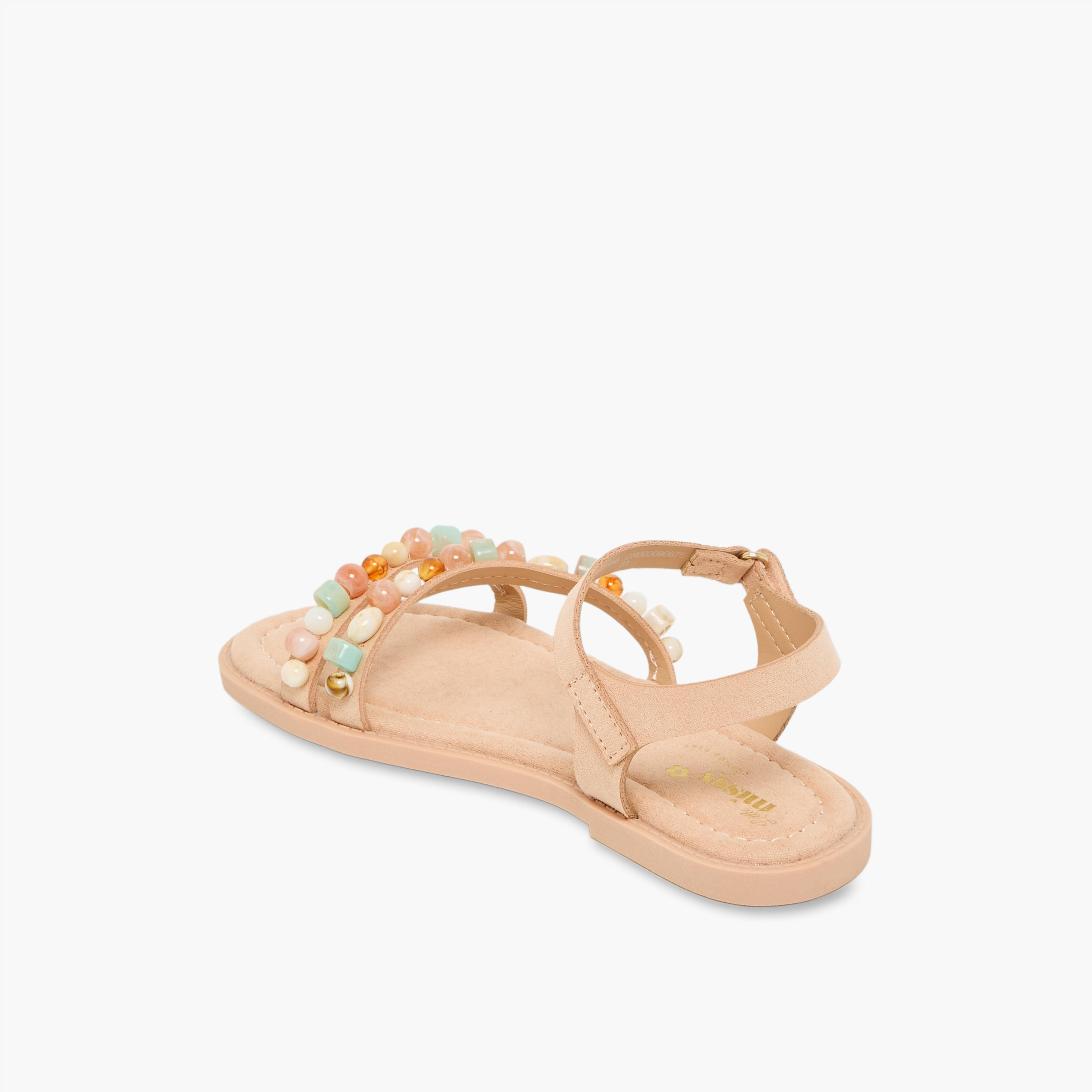 صندل مزين بالخرز بشريط إغلاق لاصق للبنات من ليتل ميسي-girls-shoes-sandals-image-5