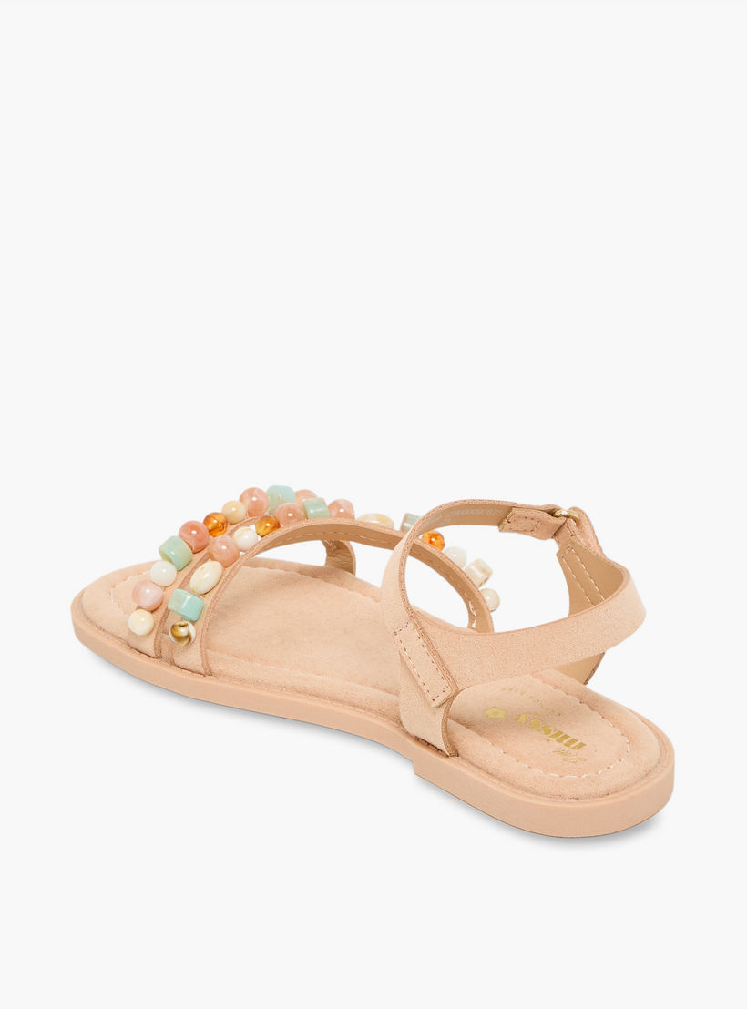 صندل مزين بالخرز بشريط إغلاق لاصق للبنات من ليتل ميسي-girls-shoes-sandals-image-5