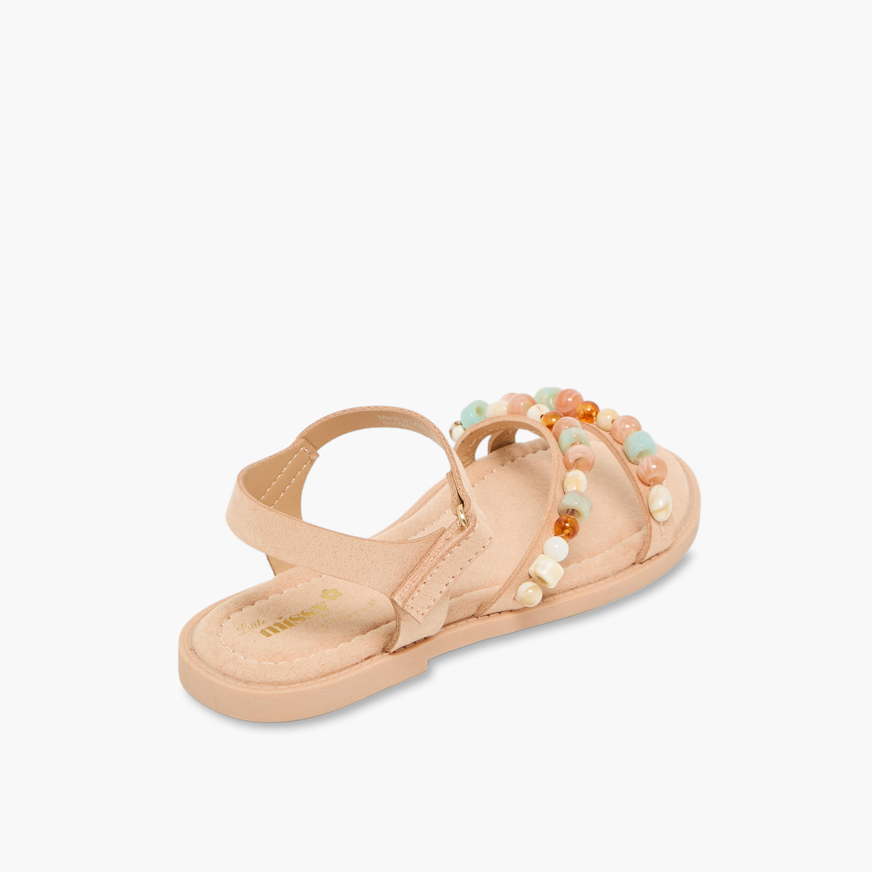 صندل مزين بالخرز بشريط إغلاق لاصق للبنات من ليتل ميسي-girls-shoes-sandals-image-6