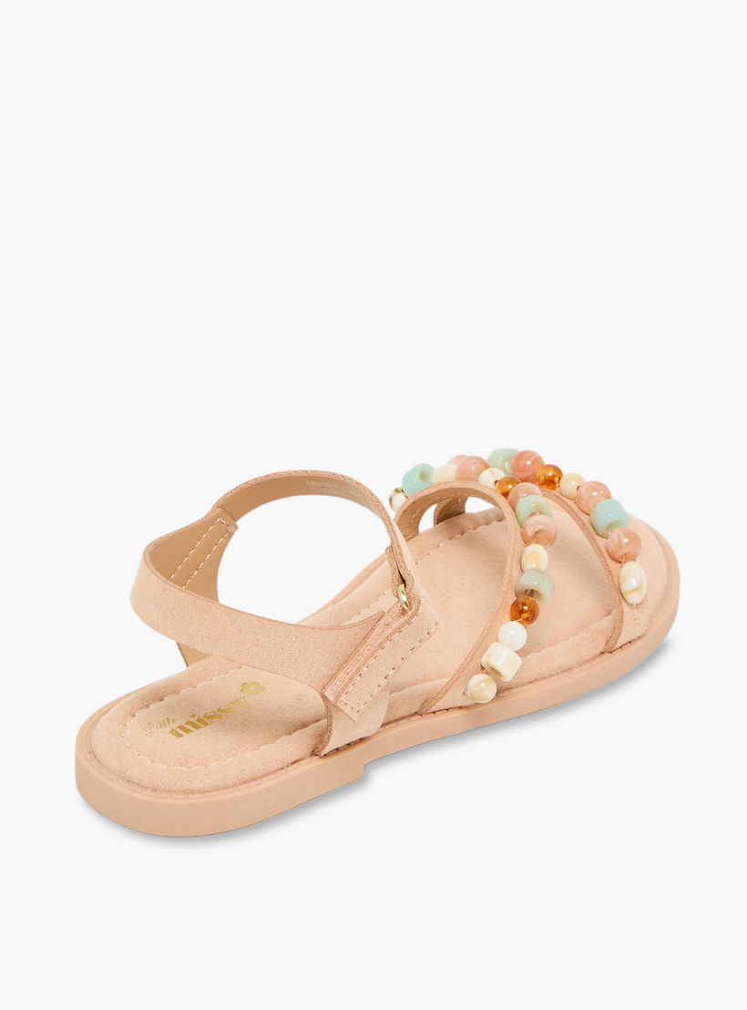 صندل مزين بالخرز بشريط إغلاق لاصق للبنات من ليتل ميسي-girls-shoes-sandals-image-6