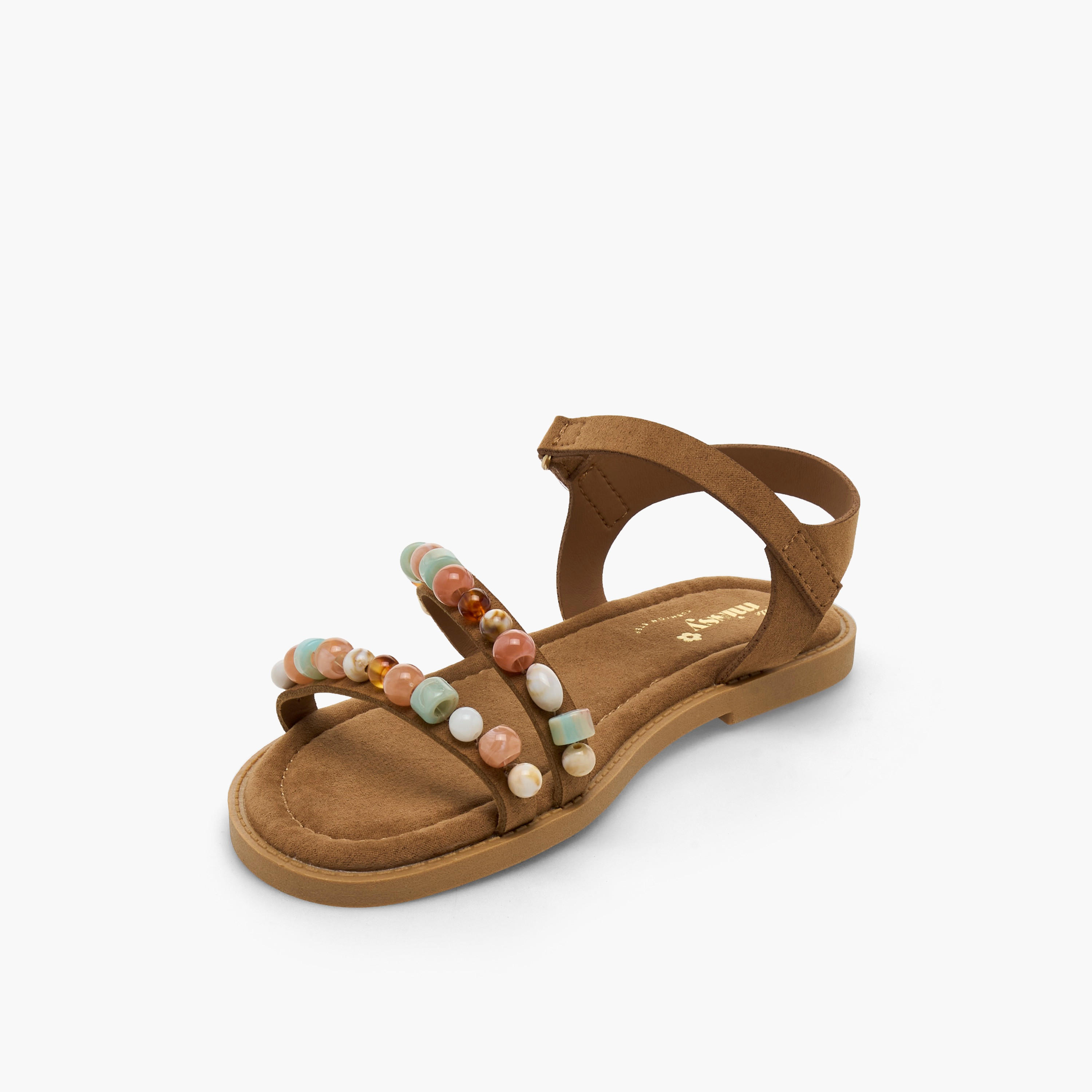 صندل مزين بالخرز بشريط إغلاق لاصق للبنات من ليتل ميسي-girls-shoes-sandals-image-3