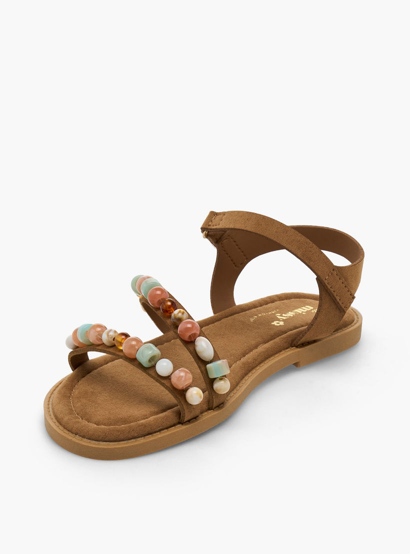 صندل مزين بالخرز بشريط إغلاق لاصق للبنات من ليتل ميسي-girls-shoes-sandals-image-3