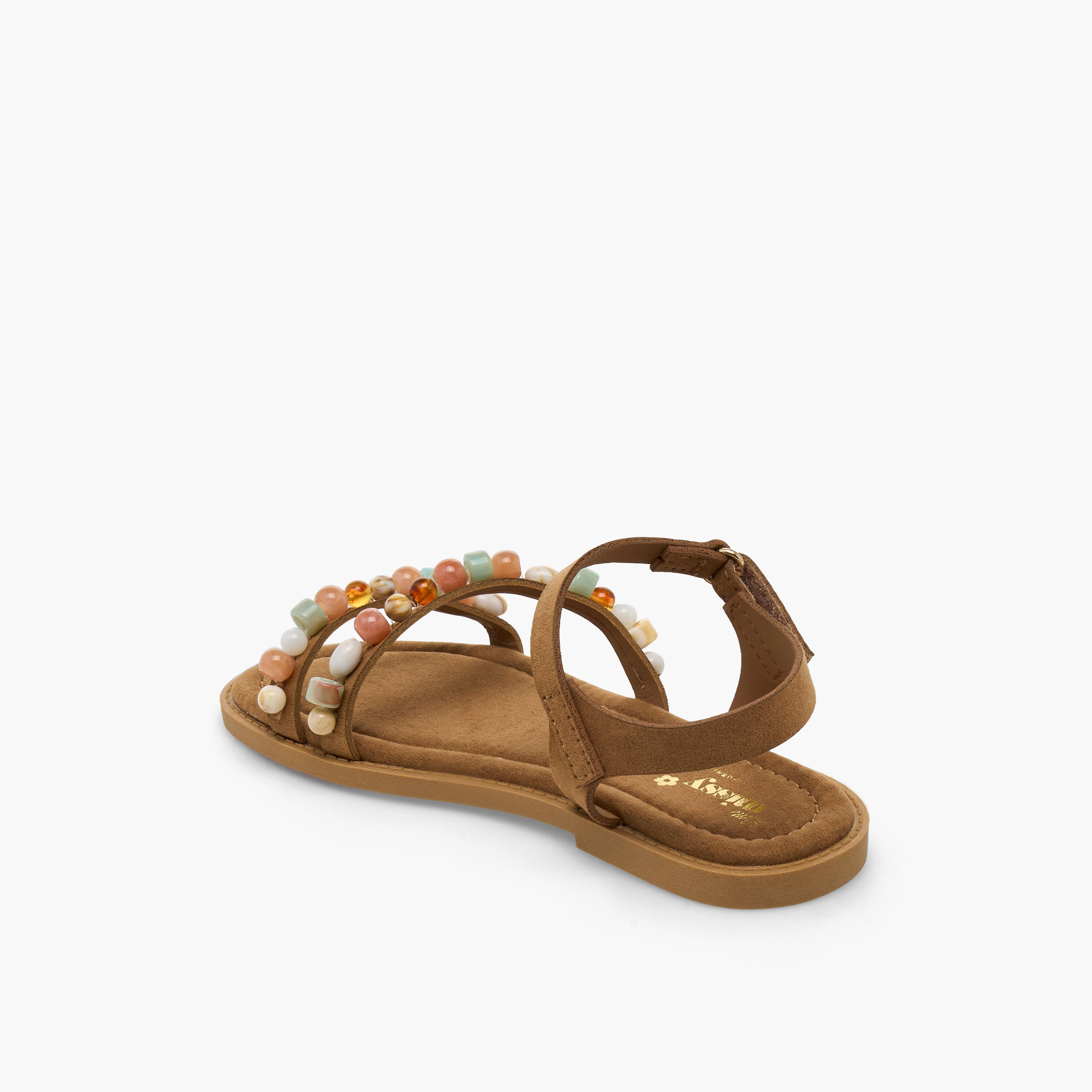 صندل مزين بالخرز بشريط إغلاق لاصق للبنات من ليتل ميسي-girls-shoes-sandals-image-4