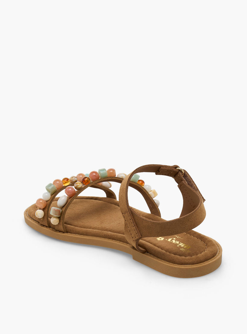 صندل مزين بالخرز بشريط إغلاق لاصق للبنات من ليتل ميسي-girls-shoes-sandals-image-4