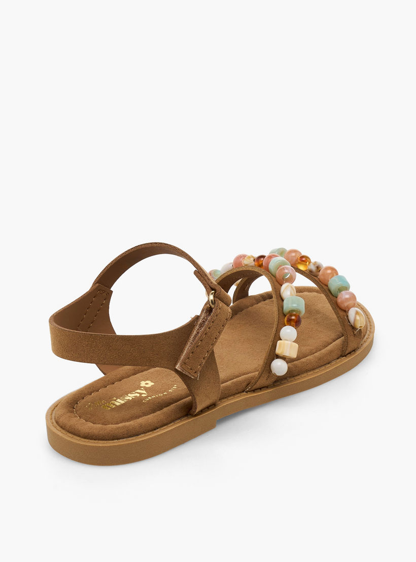 صندل مزين بالخرز بشريط إغلاق لاصق للبنات من ليتل ميسي-girls-shoes-sandals-image-5
