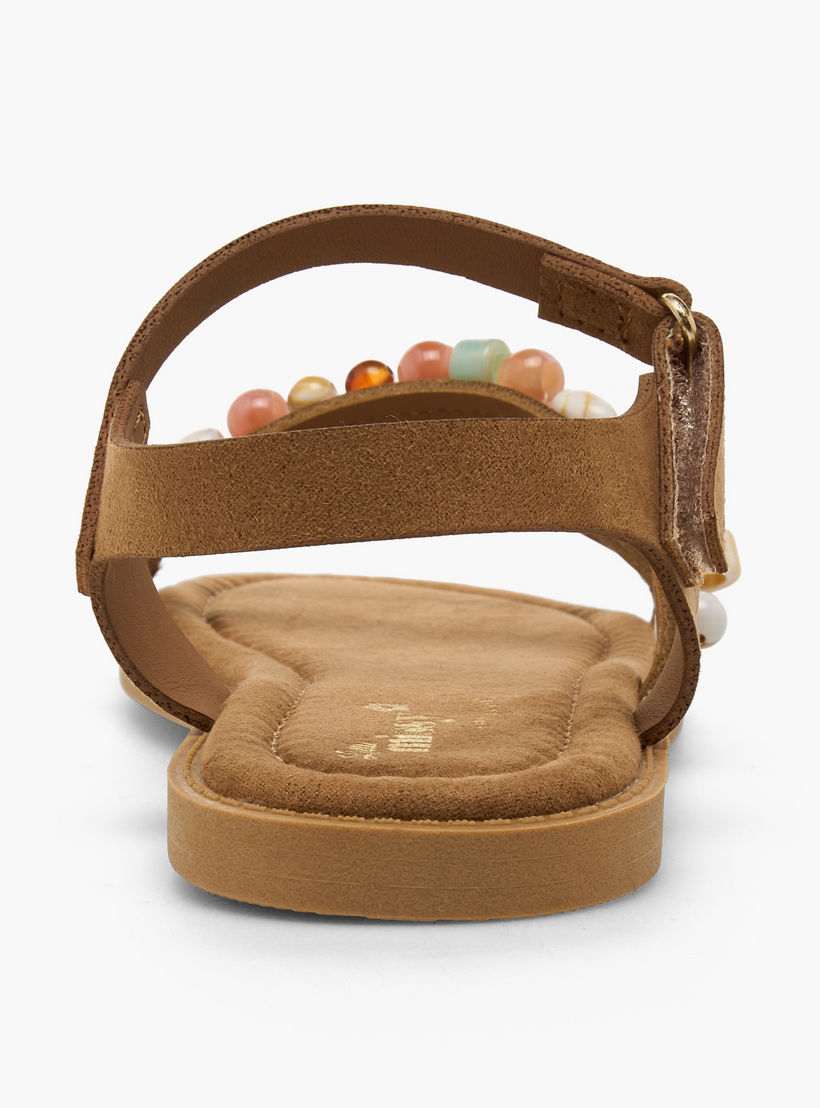 صندل مزين بالخرز بشريط إغلاق لاصق للبنات من ليتل ميسي-girls-shoes-sandals-image-7