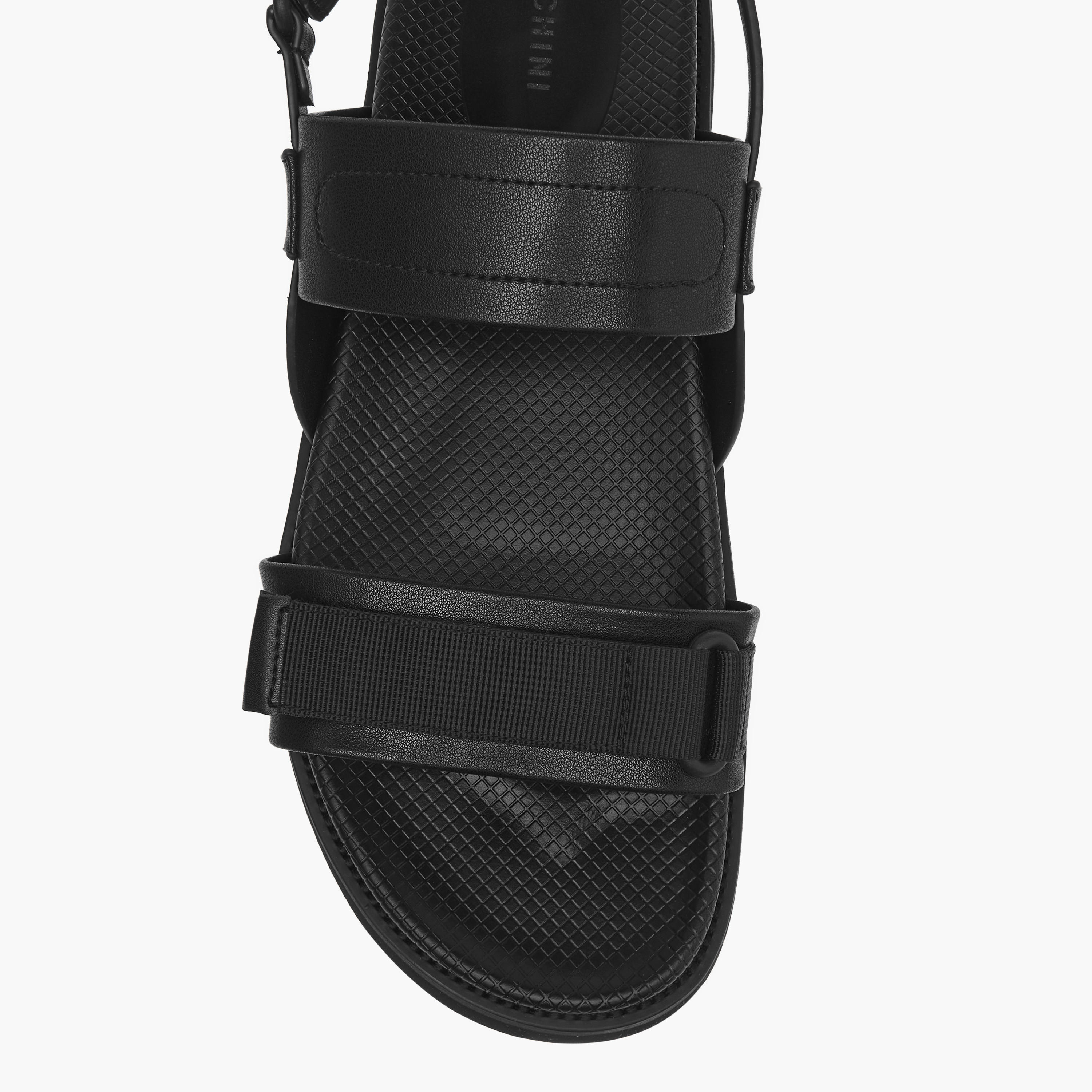 Duchini Men's Strap Detail Comfort Sandals with Hook and Loop Closure-men-shoes-sandals-image-3