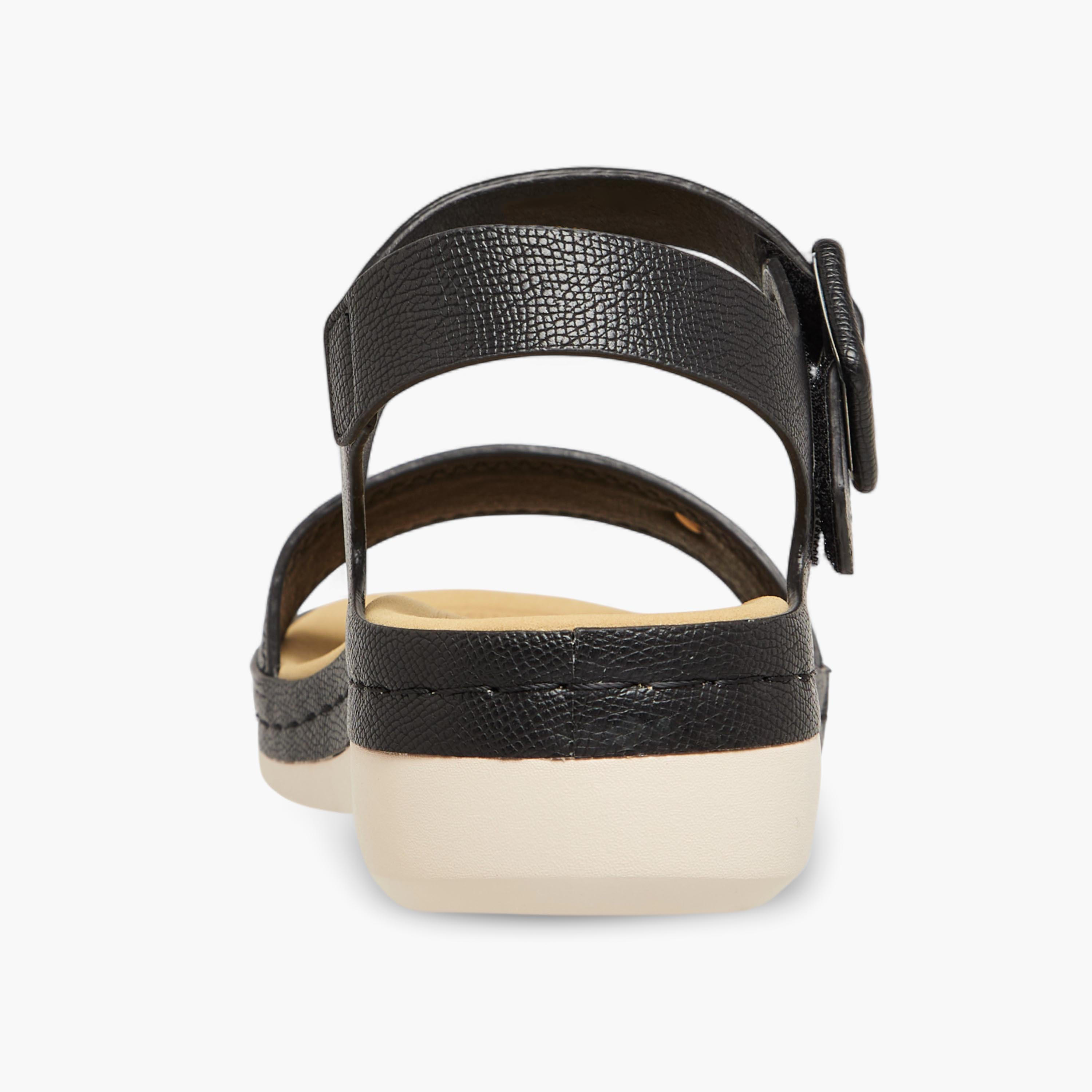 Le Confort Textured Sandals with Hook and Loop Closure-women-shoes-sandals-heeled-image-4