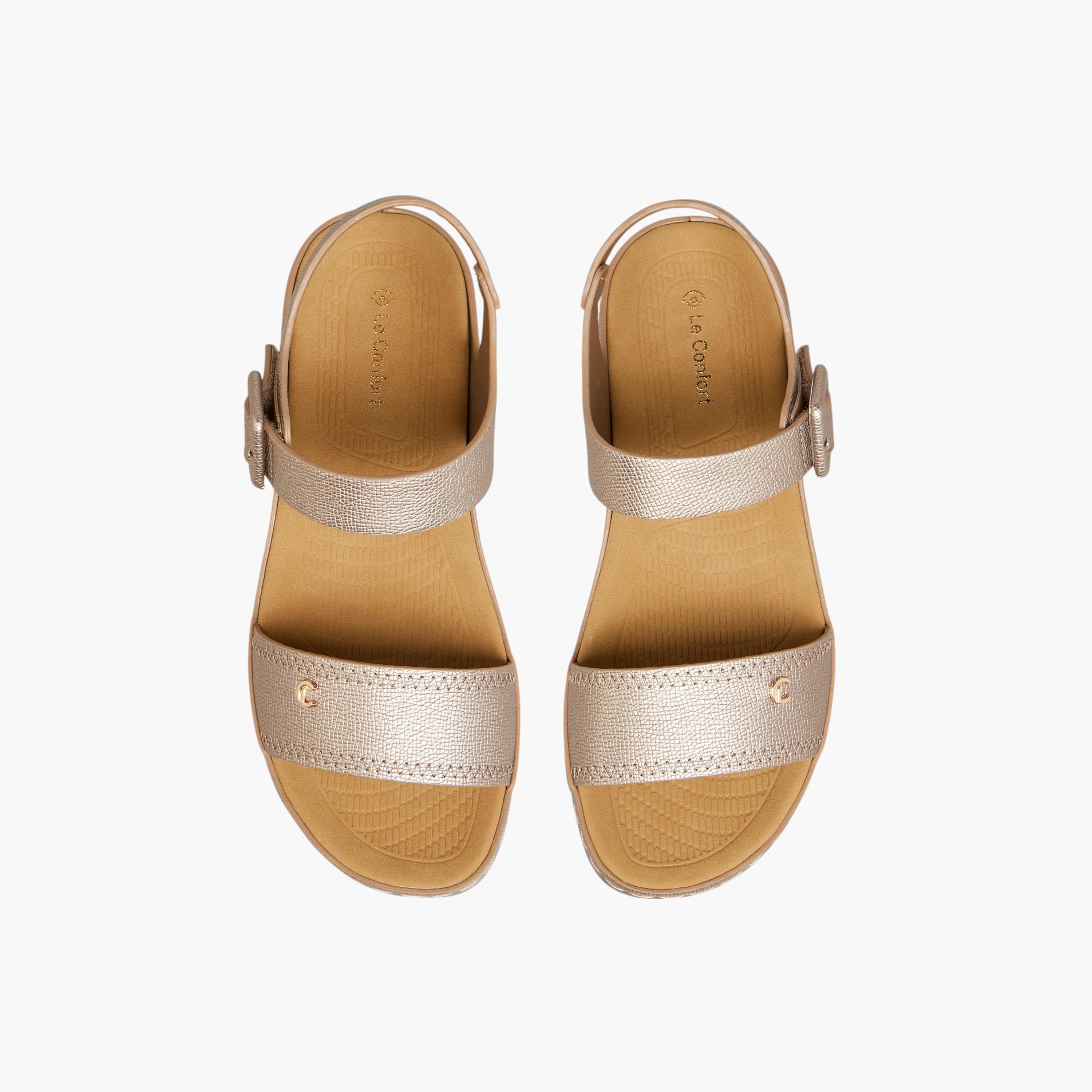 Le Confort Textured Sandals with Hook and Loop Closure-women-shoes-sandals-heeled-image-1