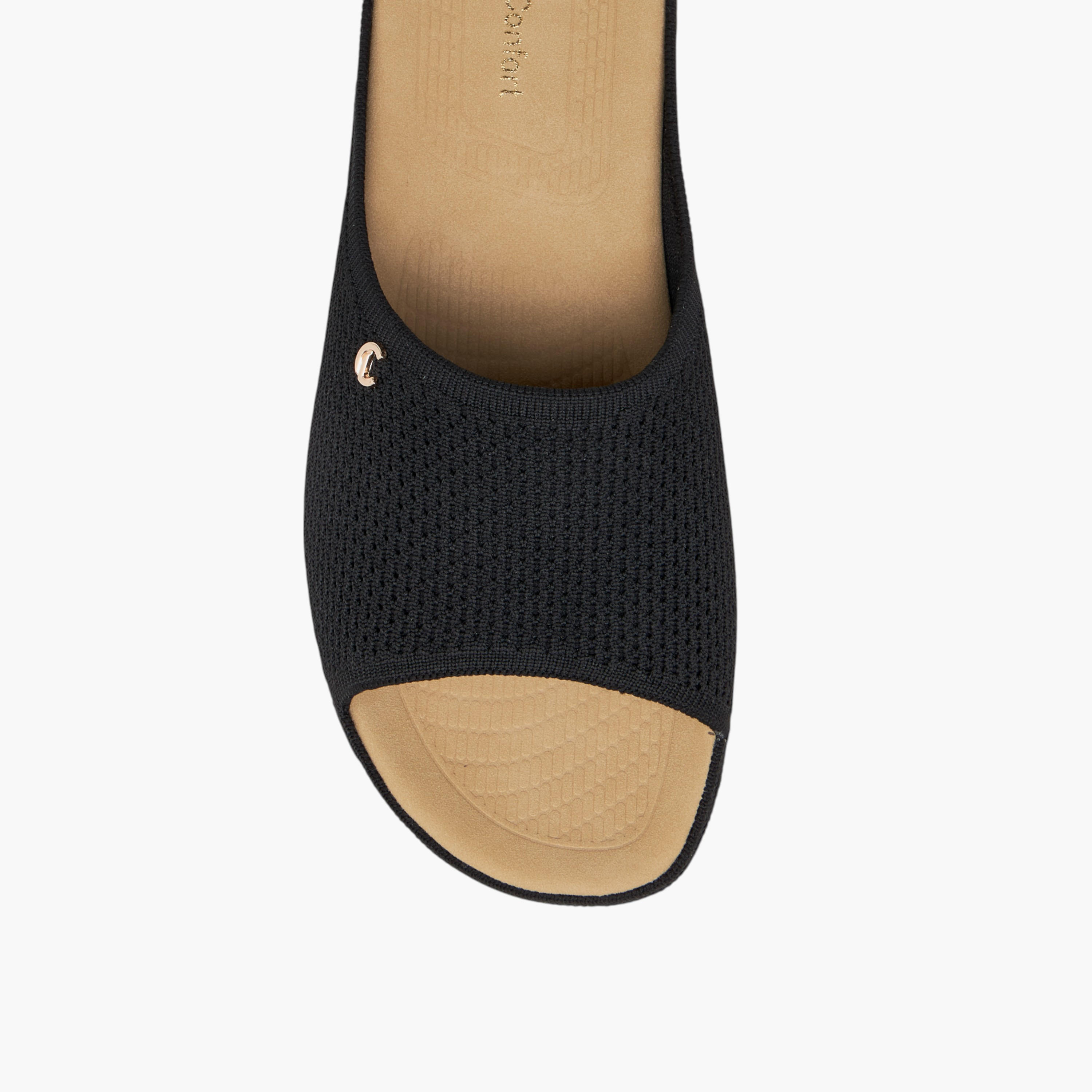 Le Confort Flyknit Textured Slip-On Comfort Sandals-women-shoes-sandals-heeled-image-4