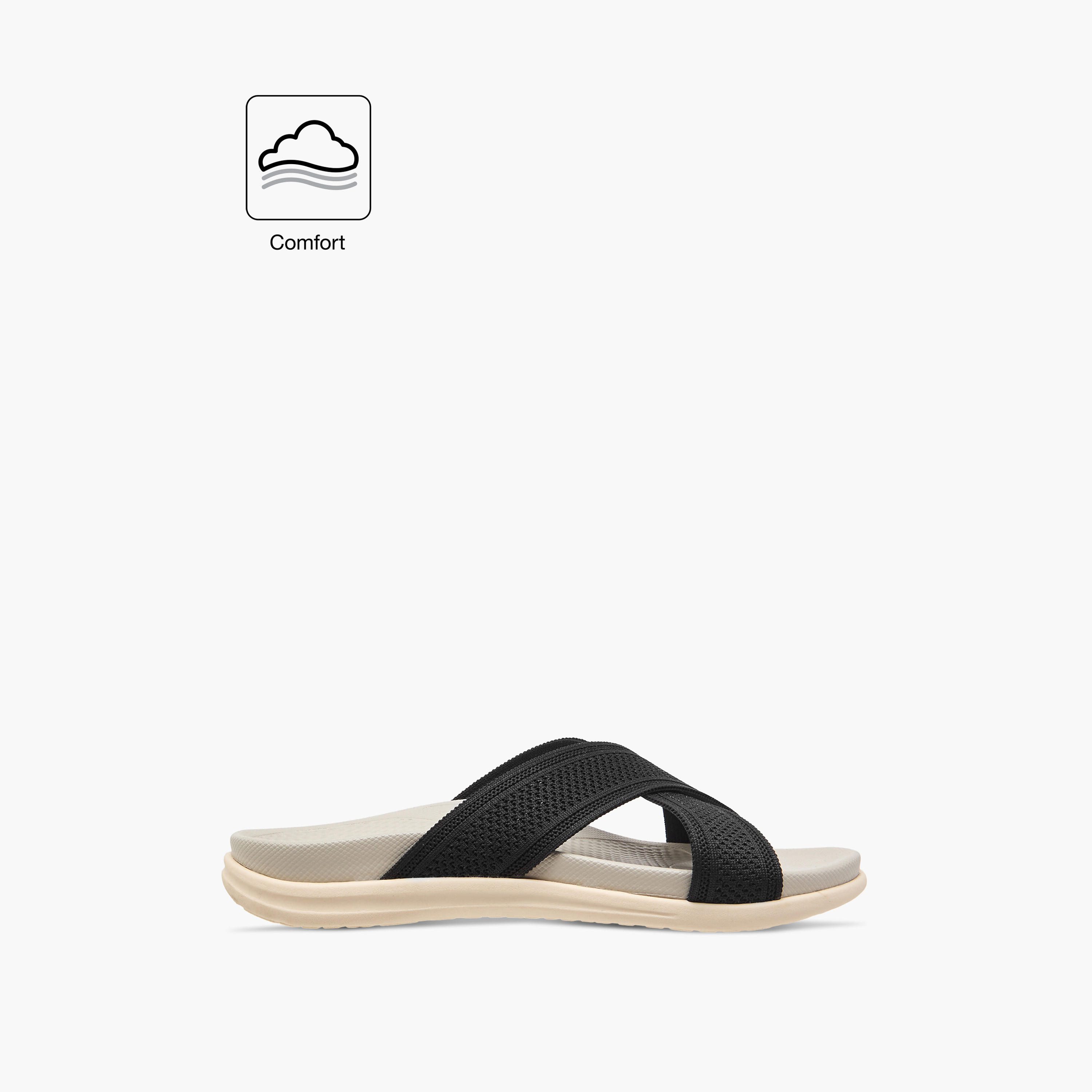 صندل مريح سهل الارتداء بحزام متقاطع بارز الملمس من لو كونفورت-women-shoes-flats-sandals-image-7