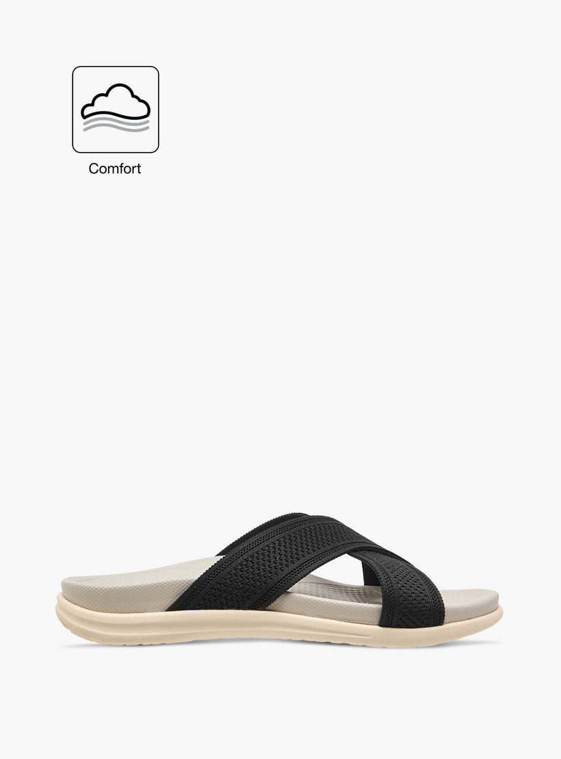 صندل مريح سهل الارتداء بحزام متقاطع بارز الملمس من لو كونفورت-women-shoes-flats-sandals-image-2
