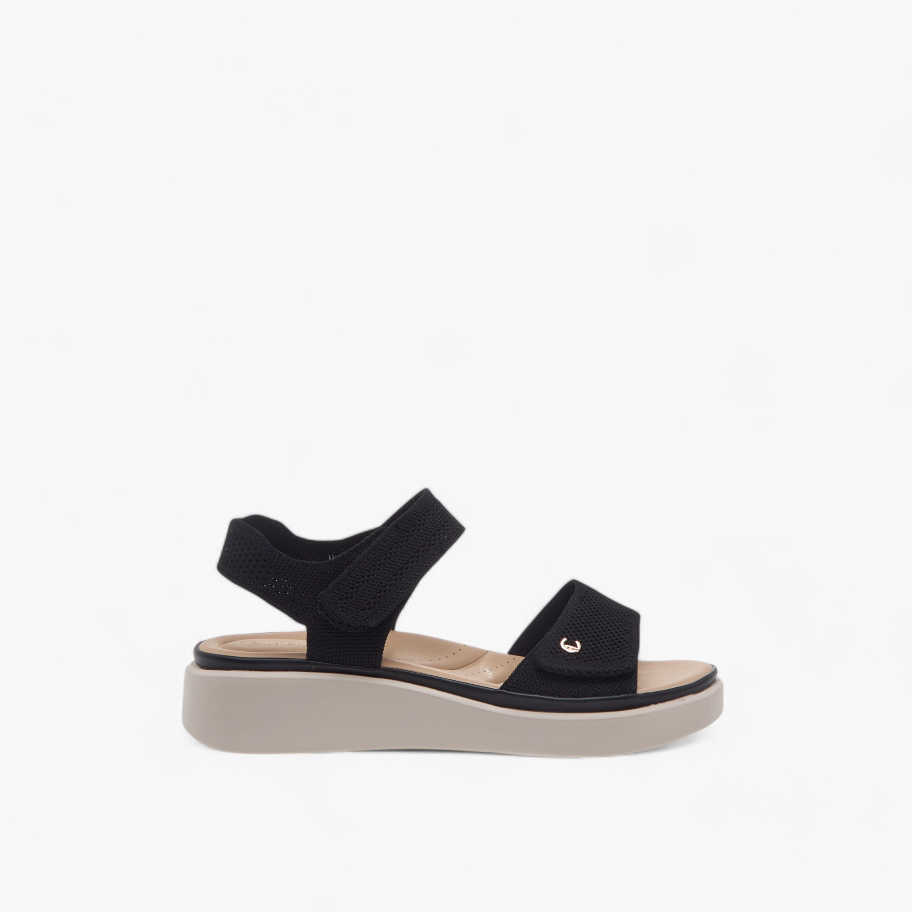Le Confort Textured Comfort Sandals with Hook and Loop Closure-women-shoes-sandals-heeled-image-3