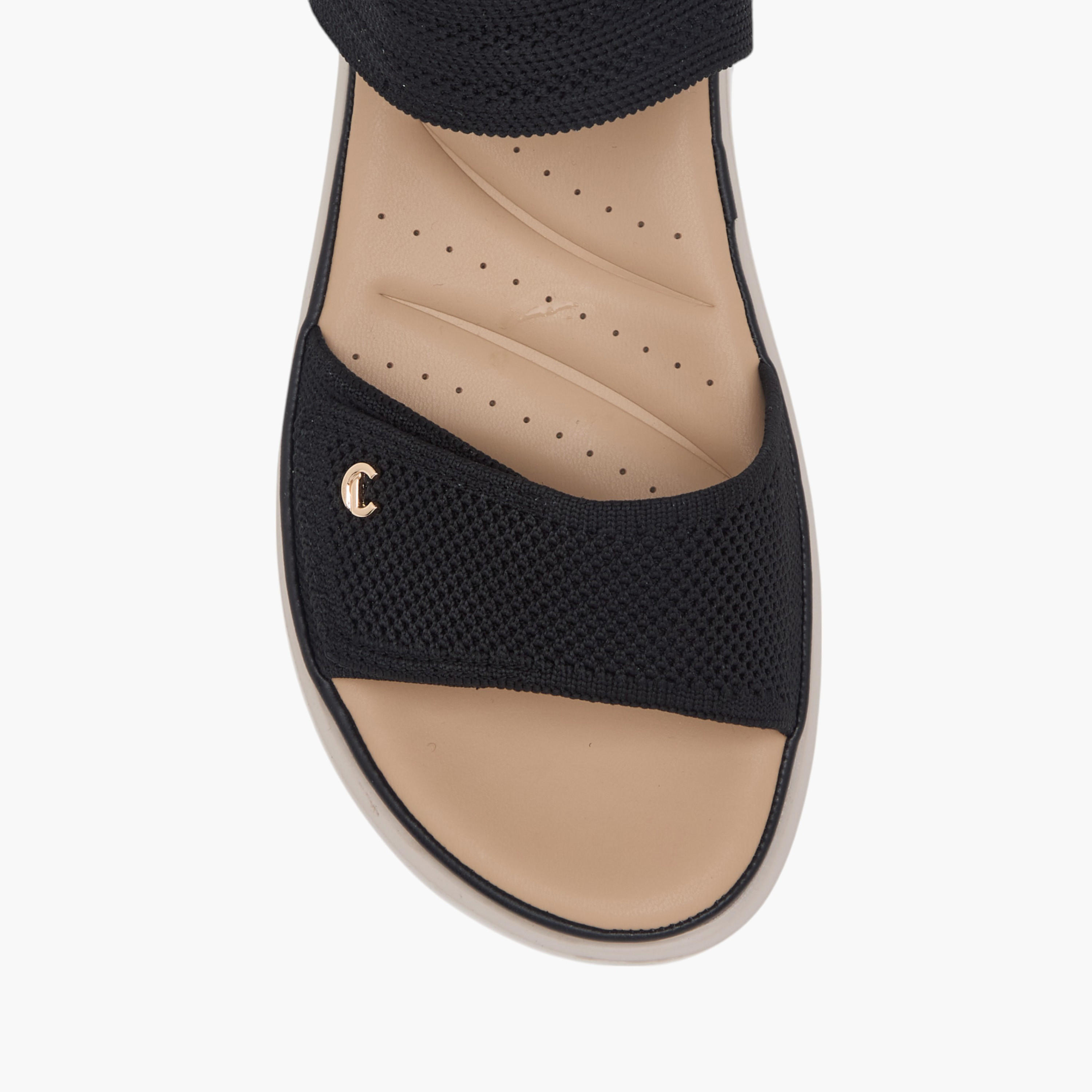Le Confort Textured Comfort Sandals with Hook and Loop Closure-women-shoes-sandals-heeled-image-4
