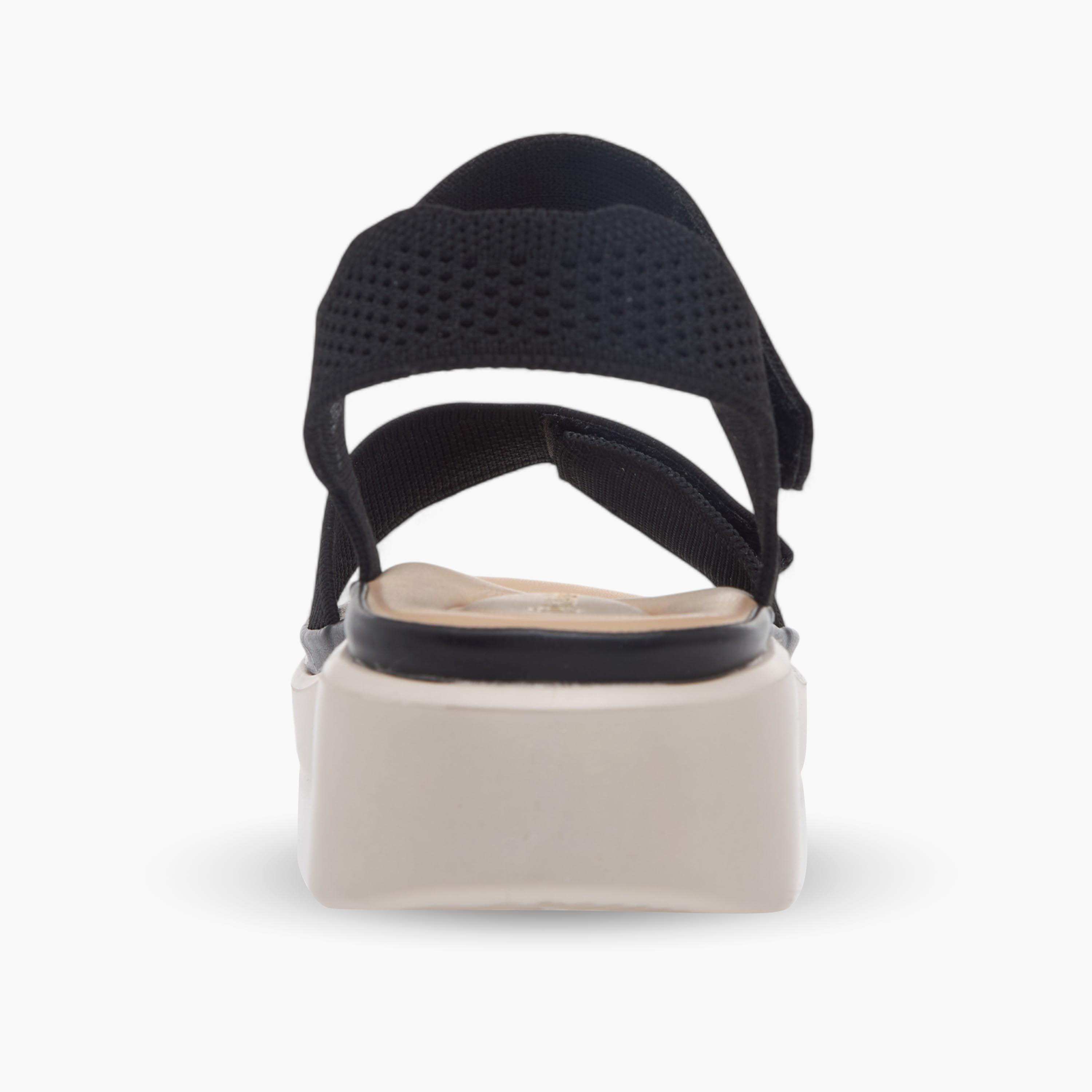 Le Confort Textured Comfort Sandals with Hook and Loop Closure-women-shoes-sandals-heeled-image-5
