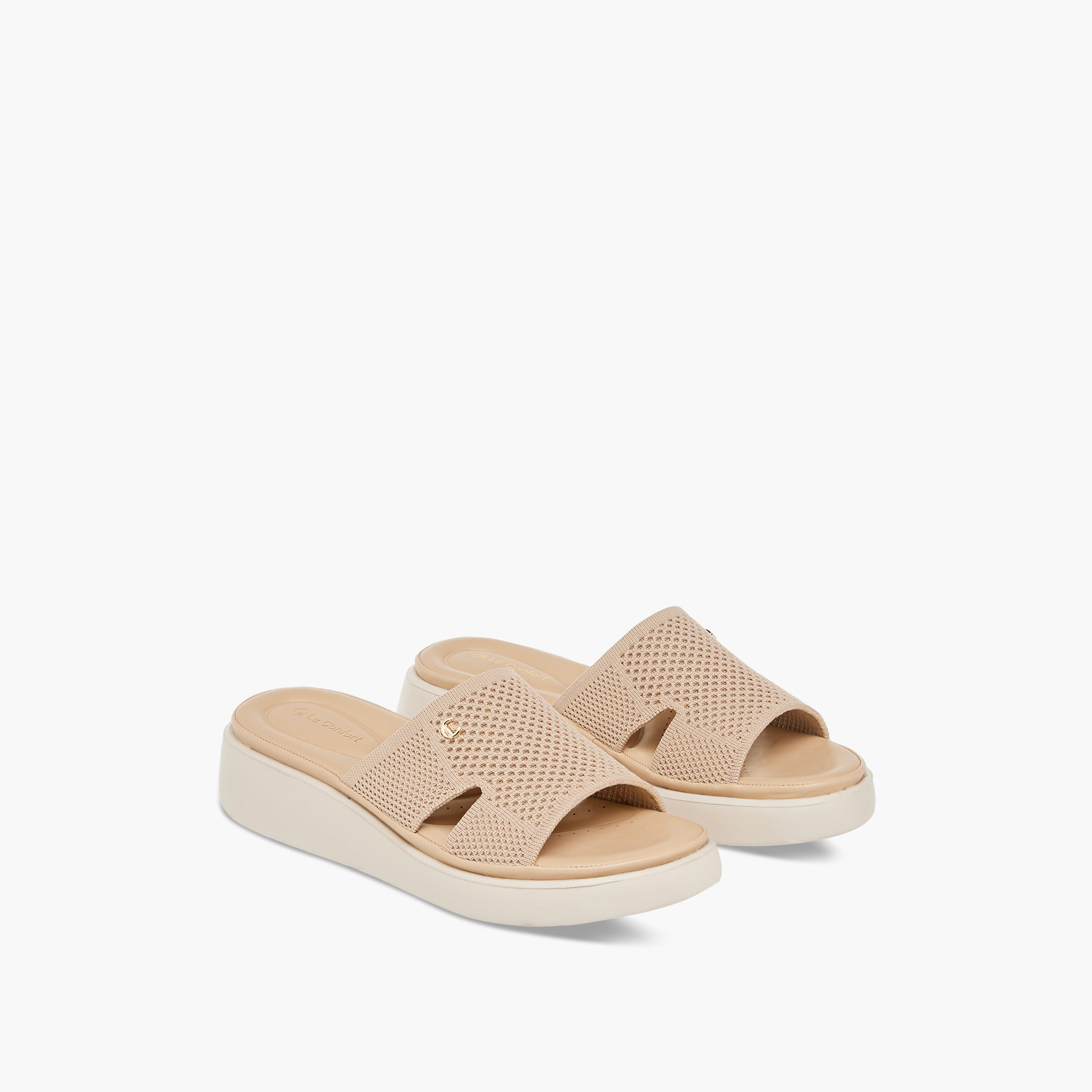 Le Confort Cutout Detail Slip-On Flatform Comfort Sandals-women-shoes-sandals-heeled-image-1