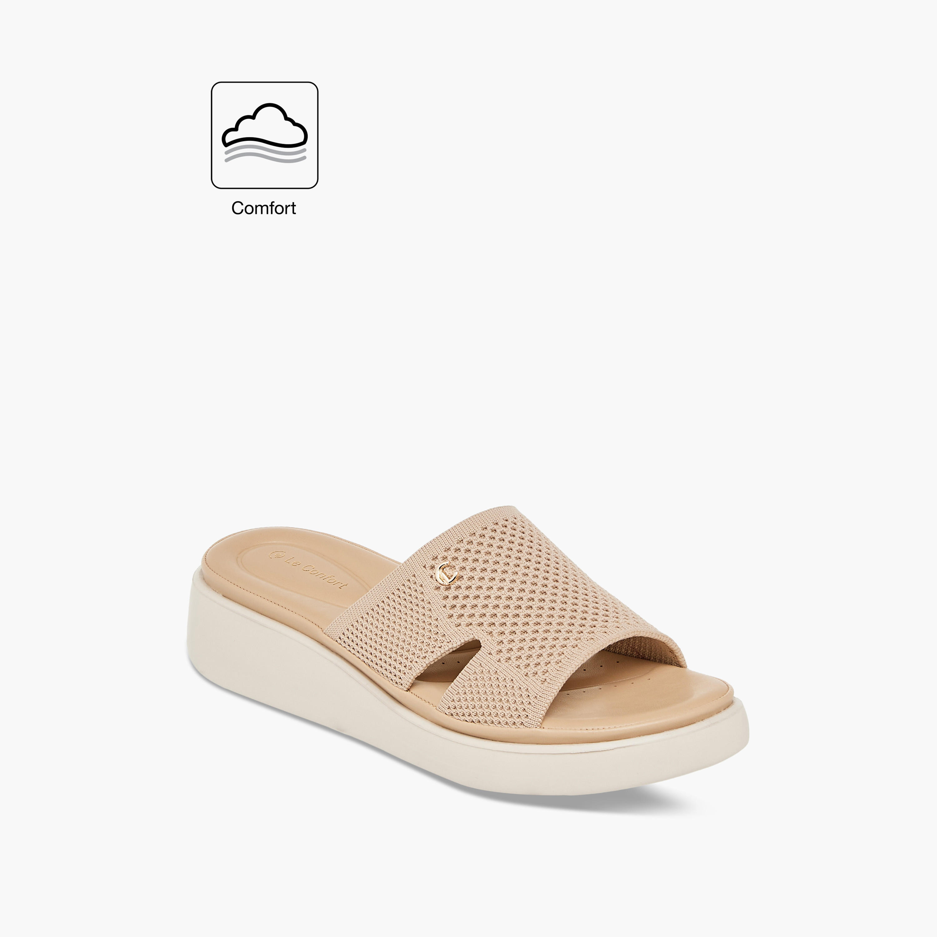 Le Confort Cutout Detail Slip-On Flatform Comfort Sandals-women-shoes-sandals-heeled-image-2