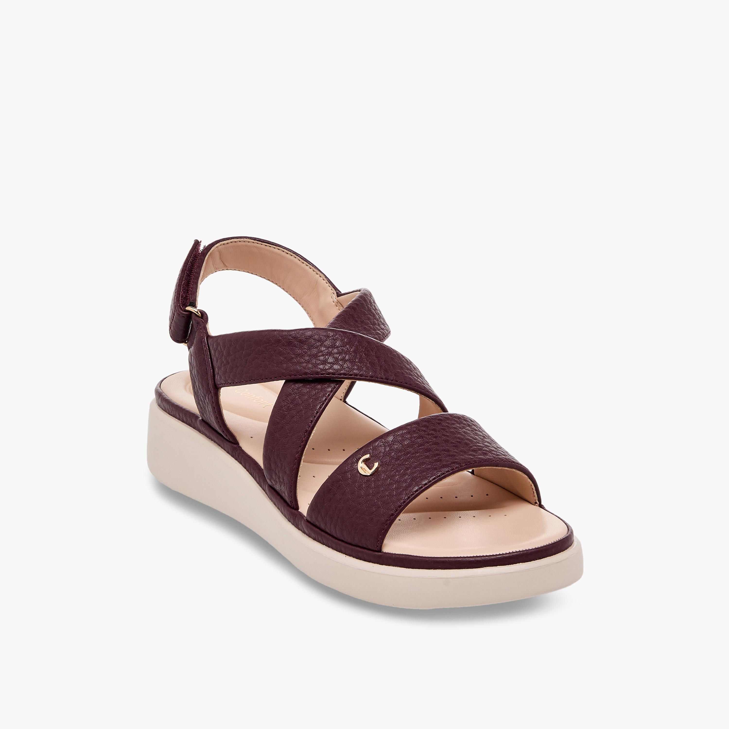 صندل بارز الملمس بأحزمة متقاطعة للنساء من لو كونفورت-women-shoes-sandals-heeled-image-2
