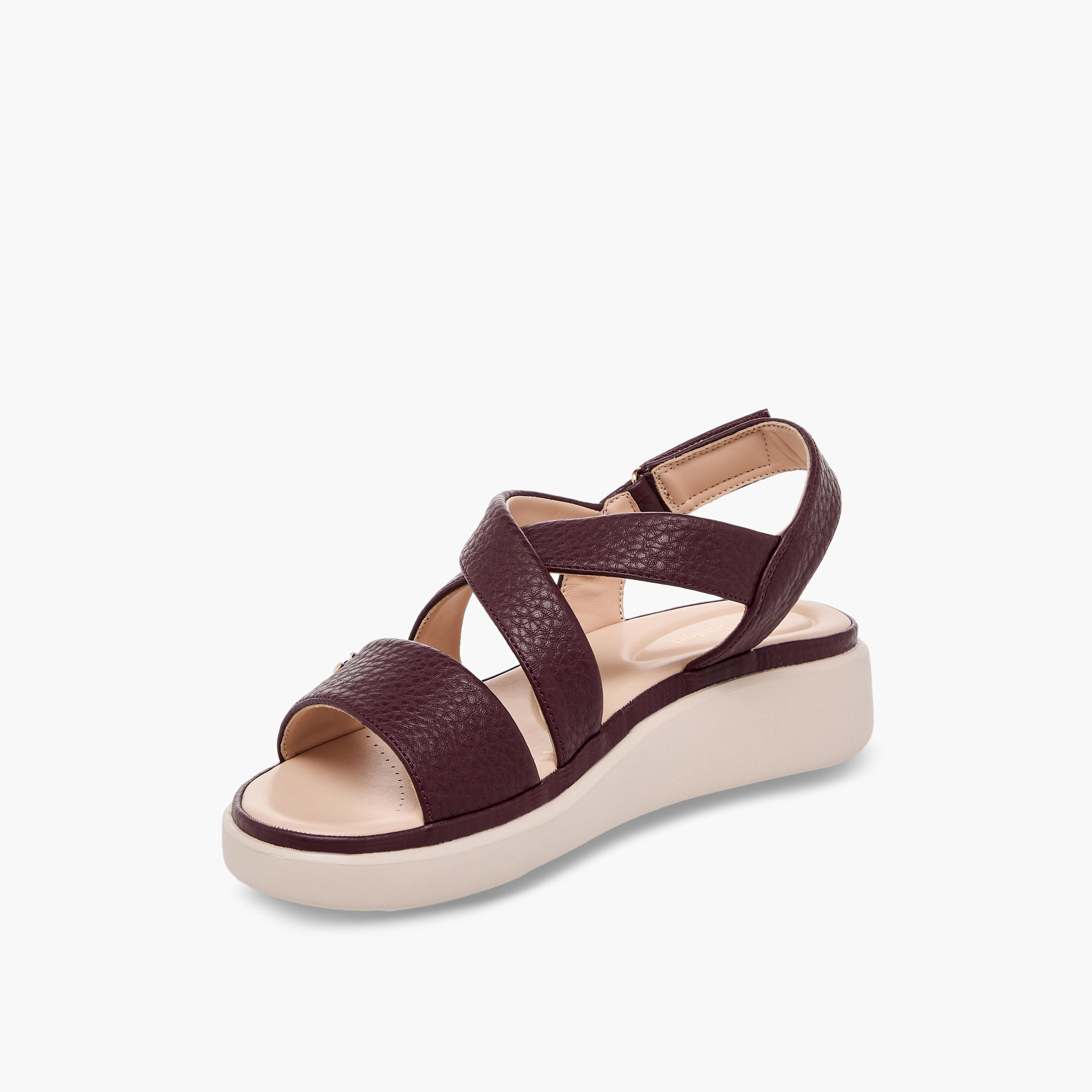 صندل بارز الملمس بأحزمة متقاطعة للنساء من لو كونفورت-women-shoes-sandals-heeled-image-4