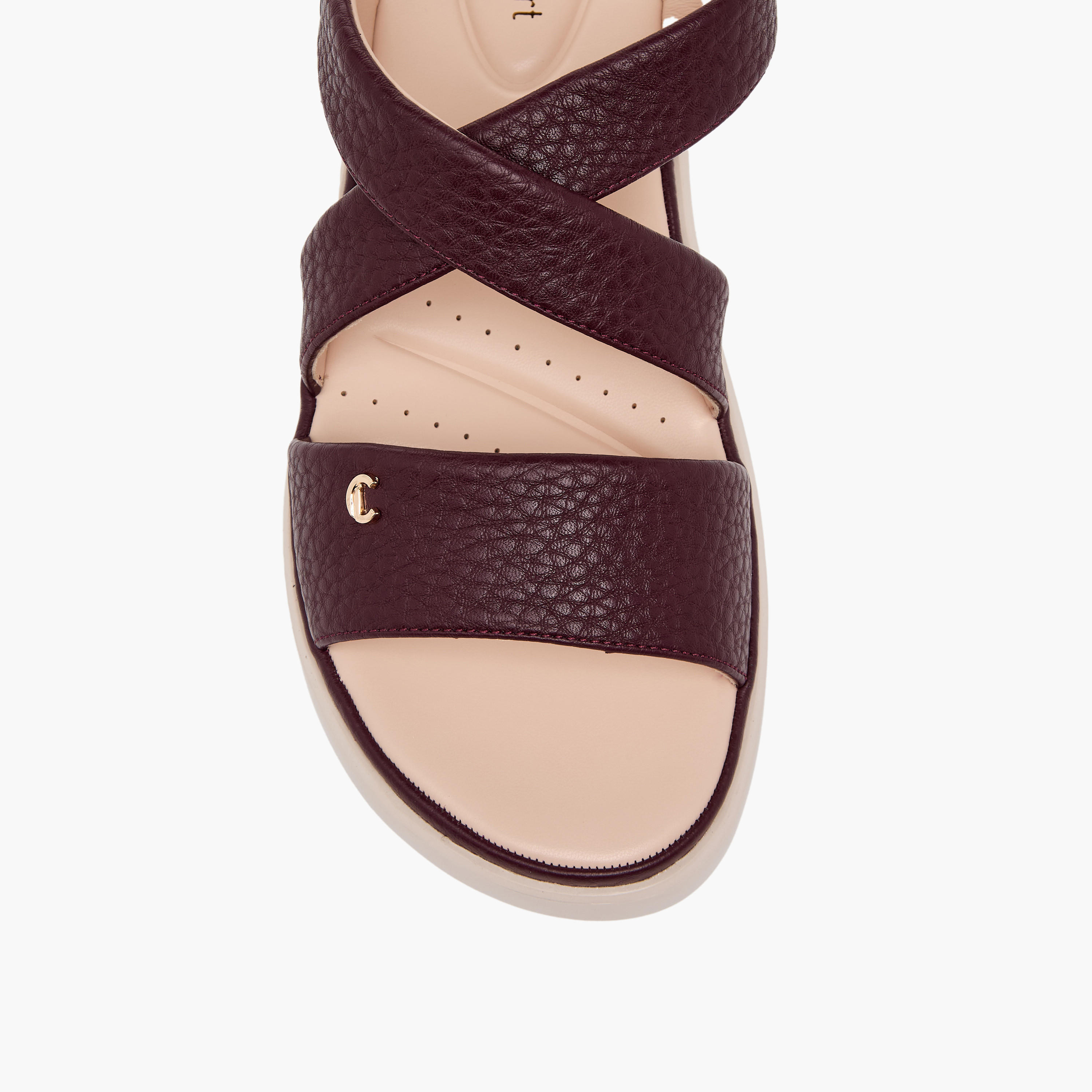 صندل بارز الملمس بأحزمة متقاطعة للنساء من لو كونفورت-women-shoes-sandals-heeled-image-7