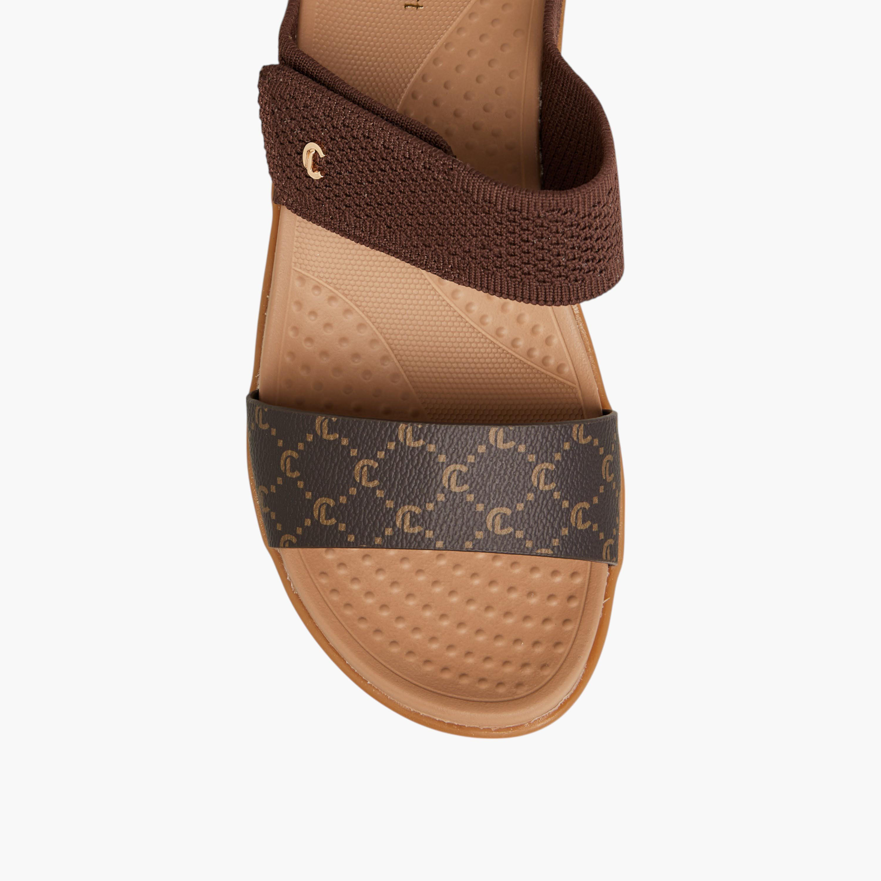 Le Confort Monogram Print Slip-On Comfort Sandals-women-shoes-sandals-heeled-image-3