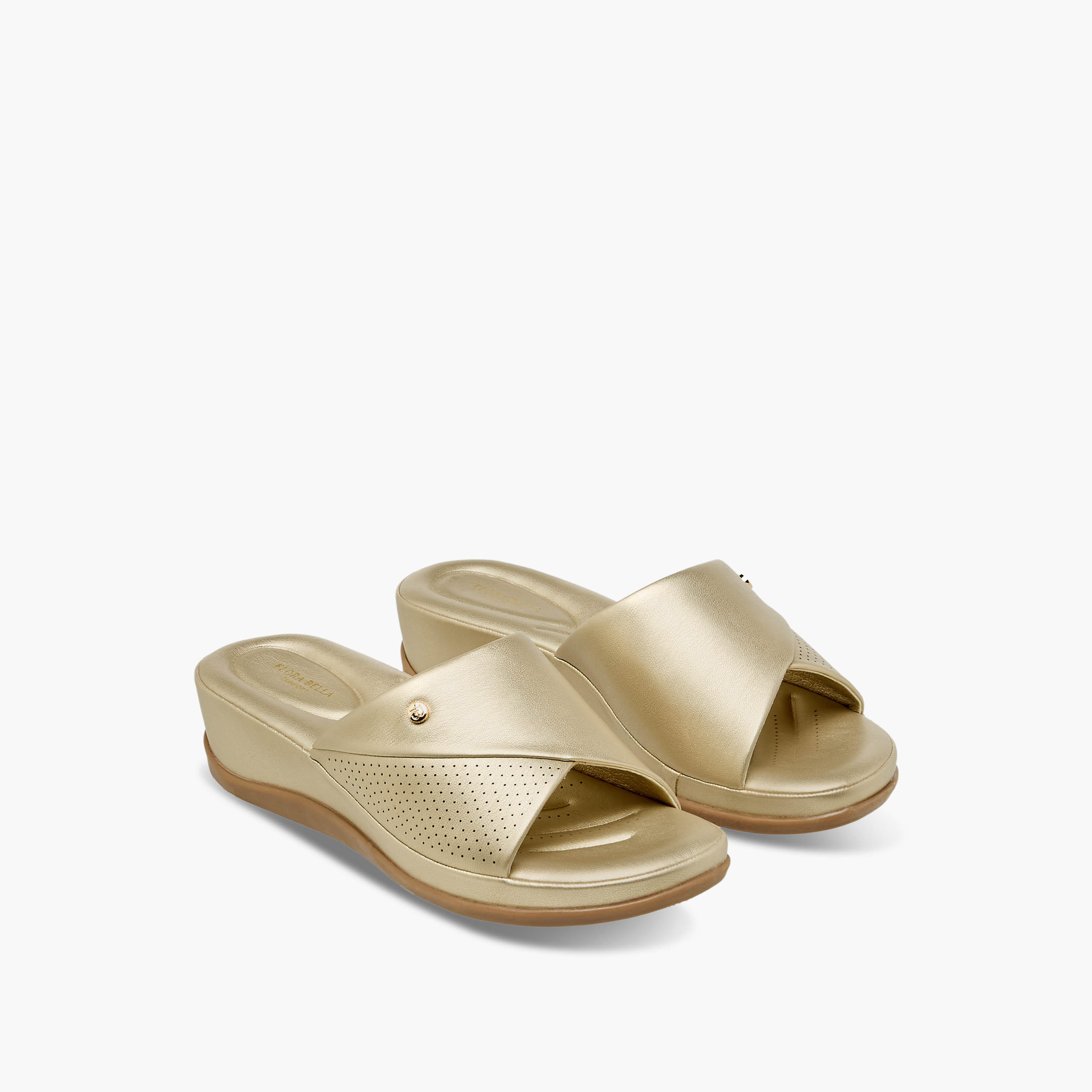 Flora Bella Monogram Print Slip-On Sandals with Wedge Heels-women-shoes-sandals-heeled-image-1