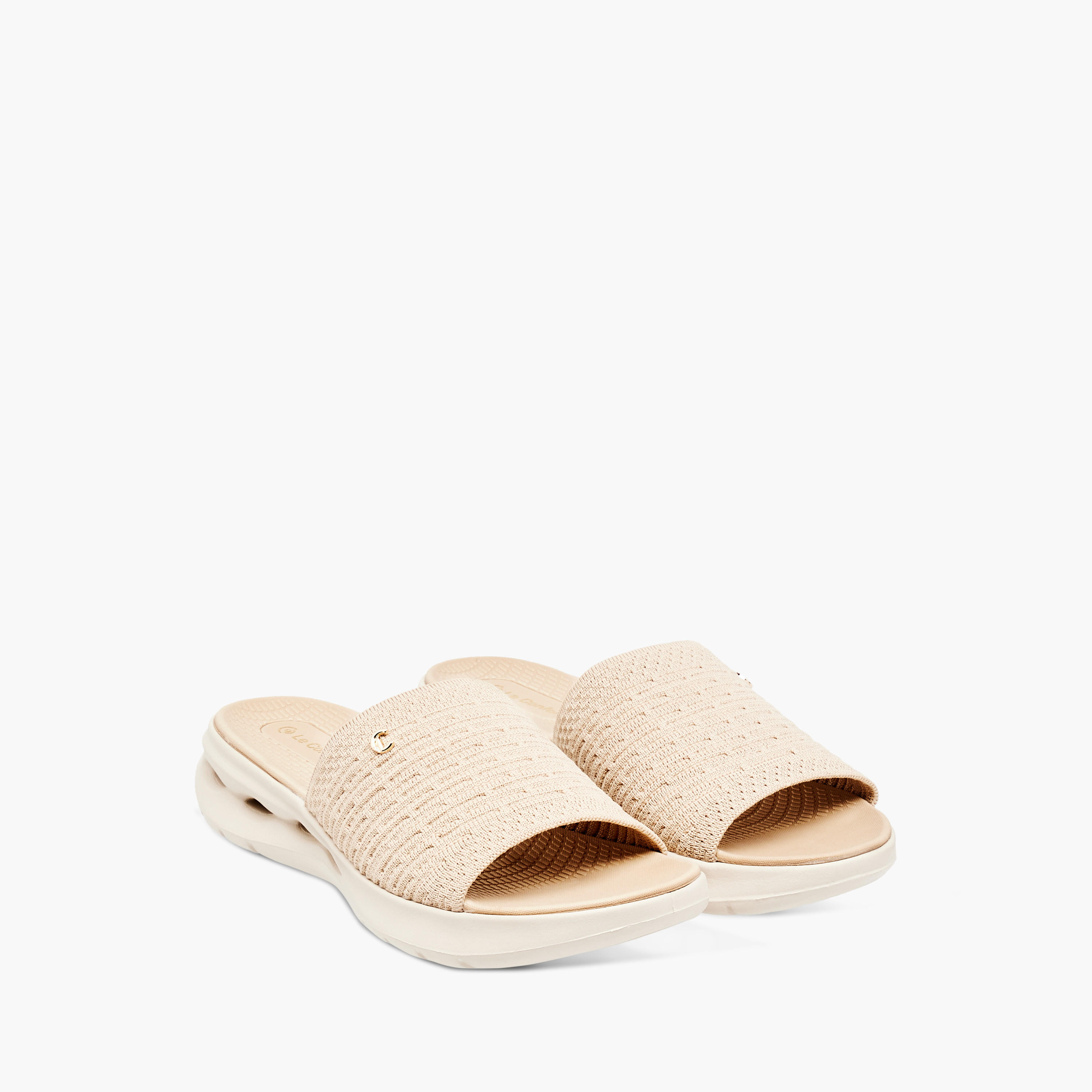 Le Confort Women's Textured Slide Comfort Sandals with Slip-On Closure-women-shoes-flats-sandals-image-1