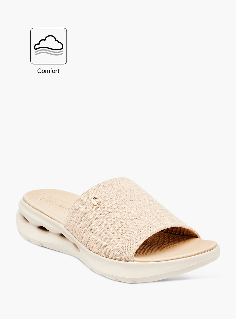 Le Confort Women's Textured Slide Comfort Sandals with Slip-On Closure-women-shoes-flats-sandals-image-2