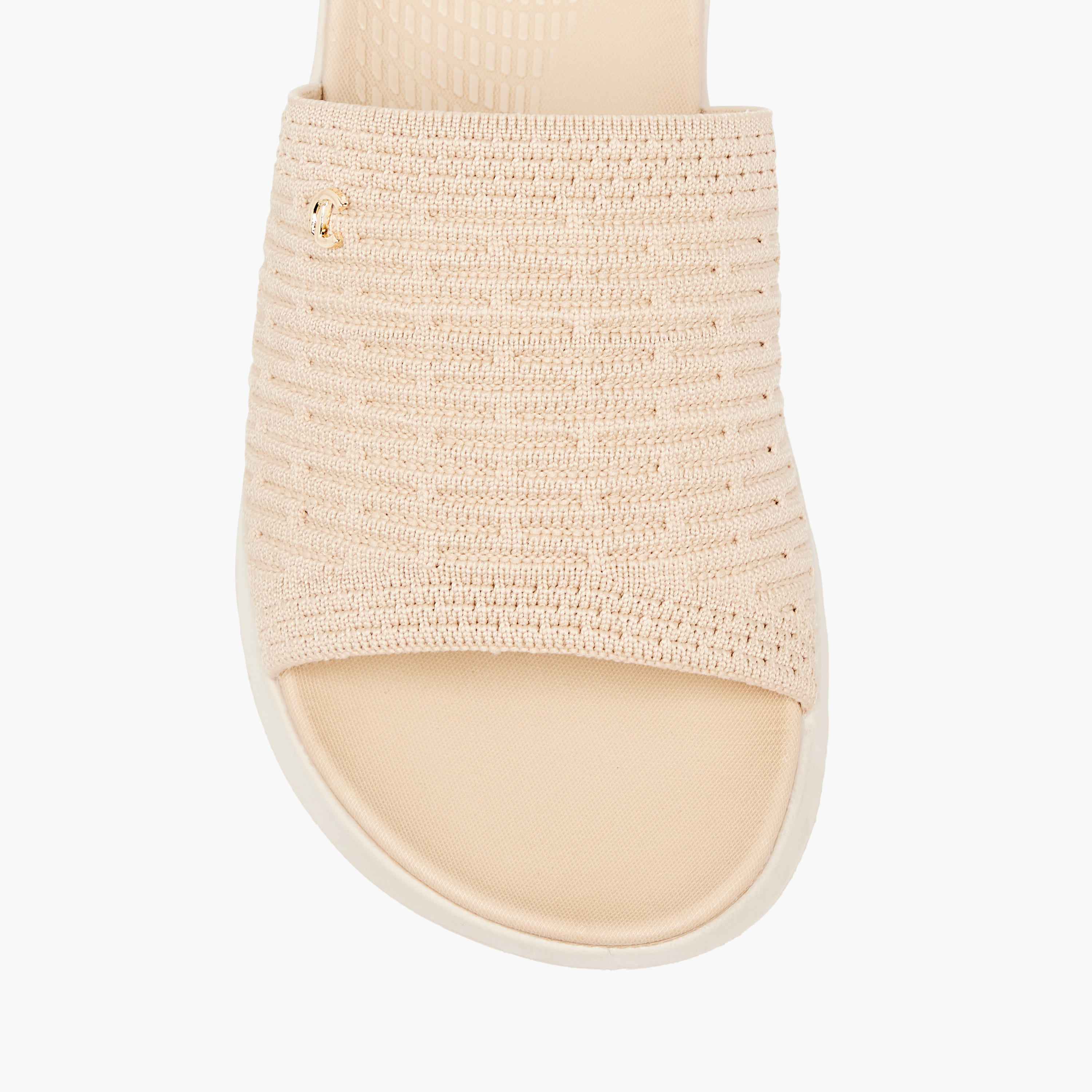 Le Confort Women's Textured Slide Comfort Sandals with Slip-On Closure-women-shoes-flats-sandals-image-4