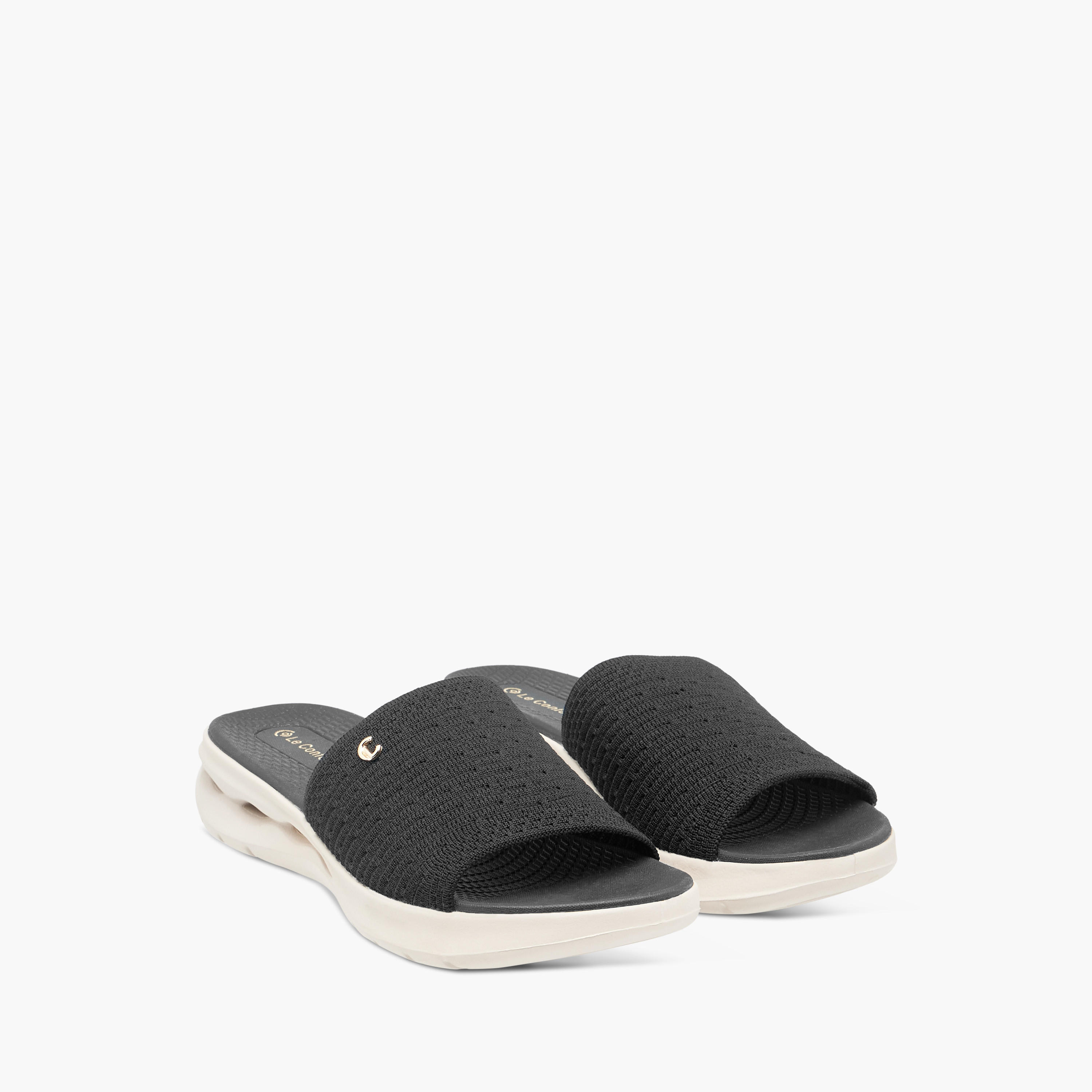 Le Confort Women's Textured Slide Comfort Sandals with Slip-On Closure-women-shoes-flats-sandals-image-1