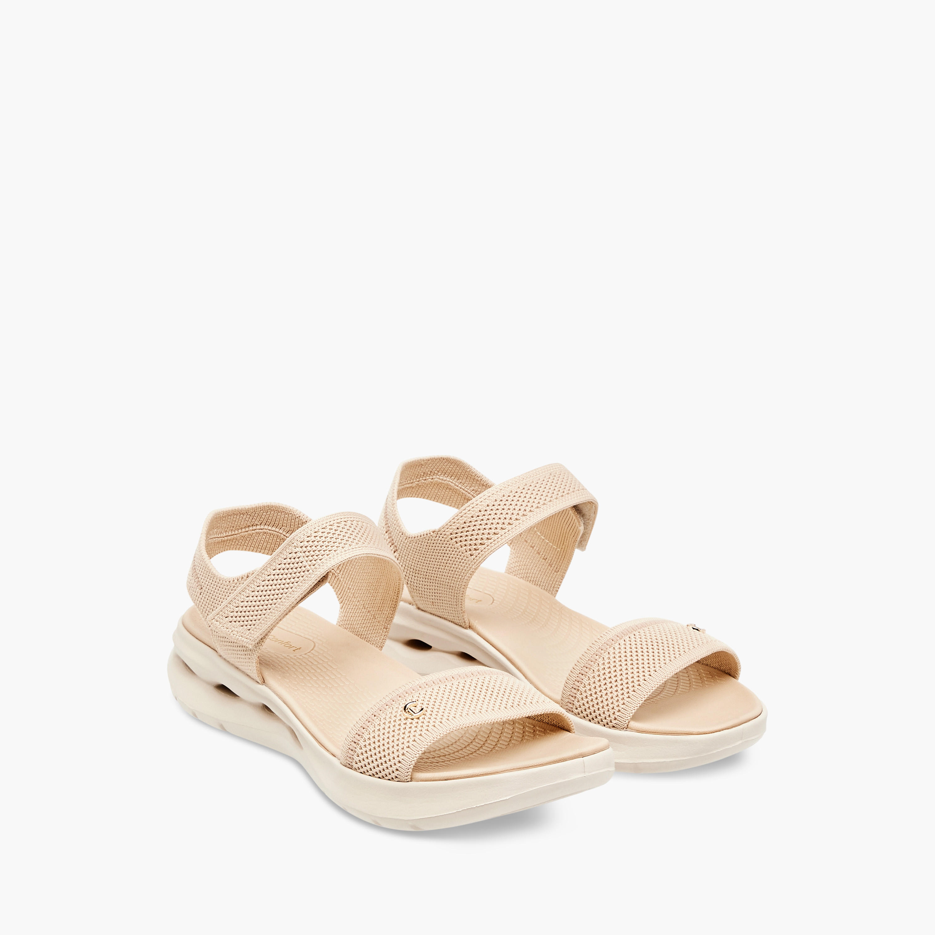 Le Confort Women's Knitted Comfort Sandals with Velcro Closure-women-shoes-flats-sandals-image-1