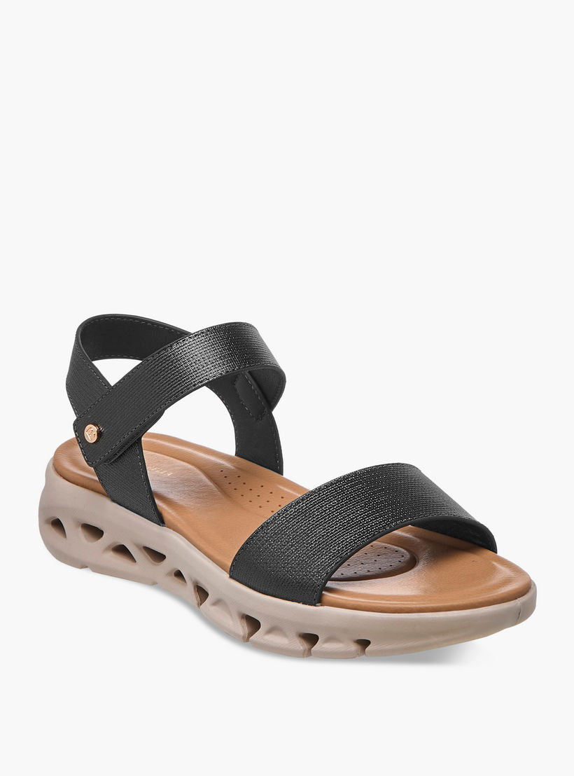 Flora Bella Textured Strap Sandals with Hook and Loop Closure-women-shoes-flats-sandals-image-2