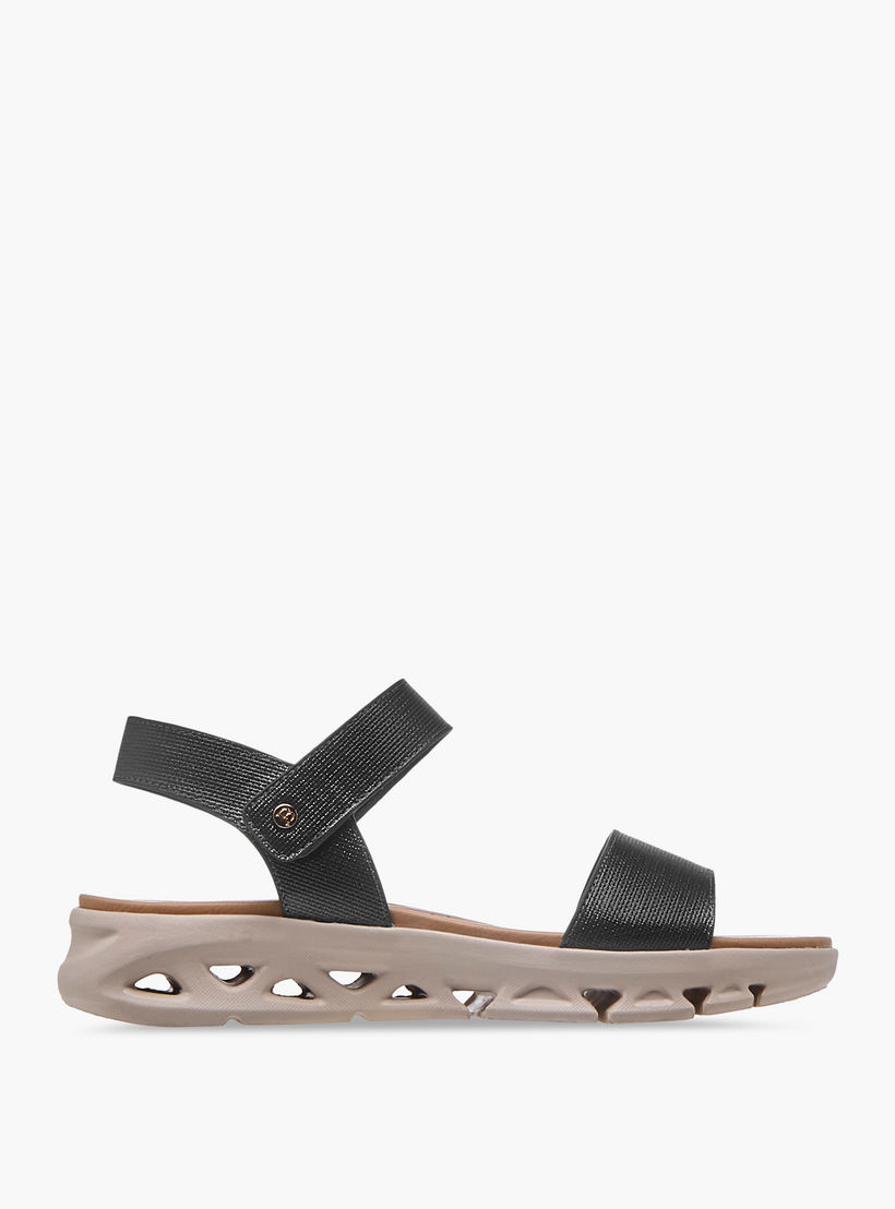 Flora Bella Textured Strap Sandals with Hook and Loop Closure-women-shoes-flats-sandals-image-3