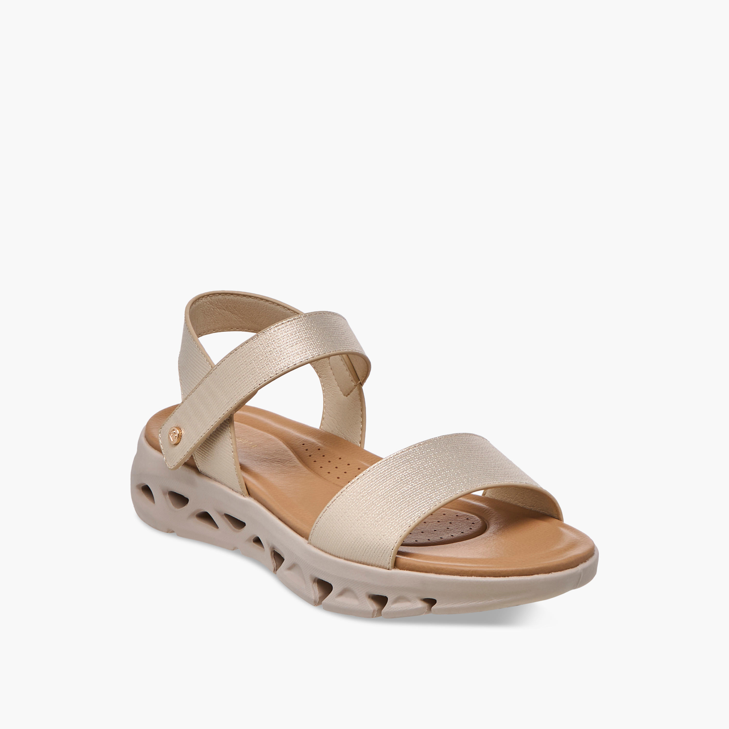 Flora Bella Textured Strap Sandals with Hook and Loop Closure-women-shoes-flats-sandals-image-2