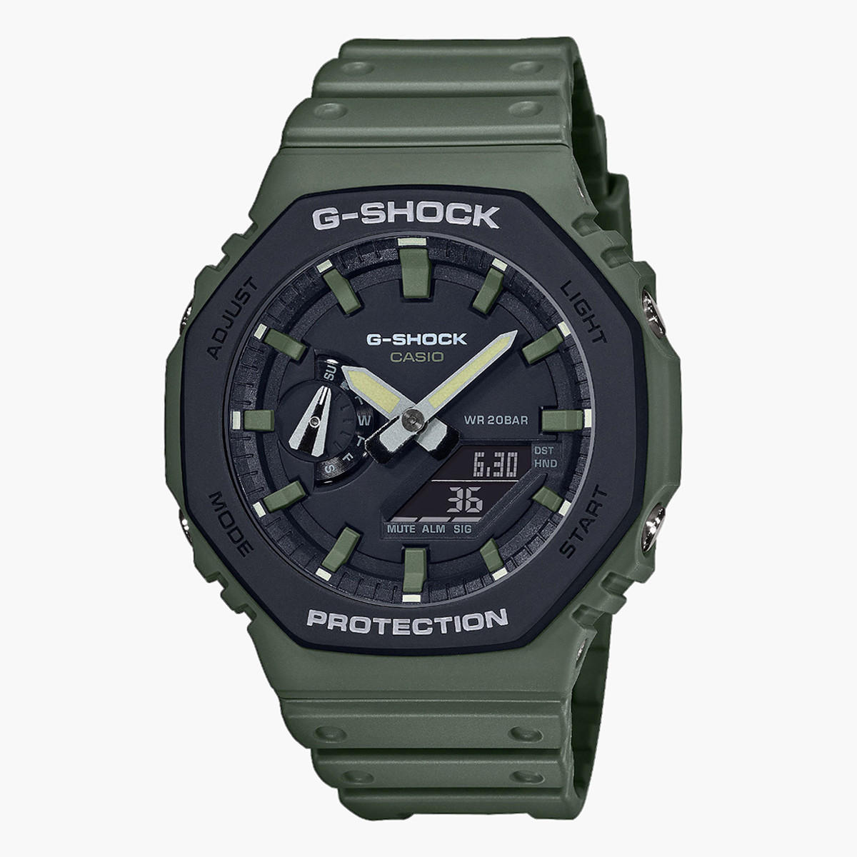ساعة يد تناظرية/رقمية خضراء بسوار كربون للرجال من جي- شوك GA-2110SU-3ADR-men-watchesandjewellery-watches-image-1