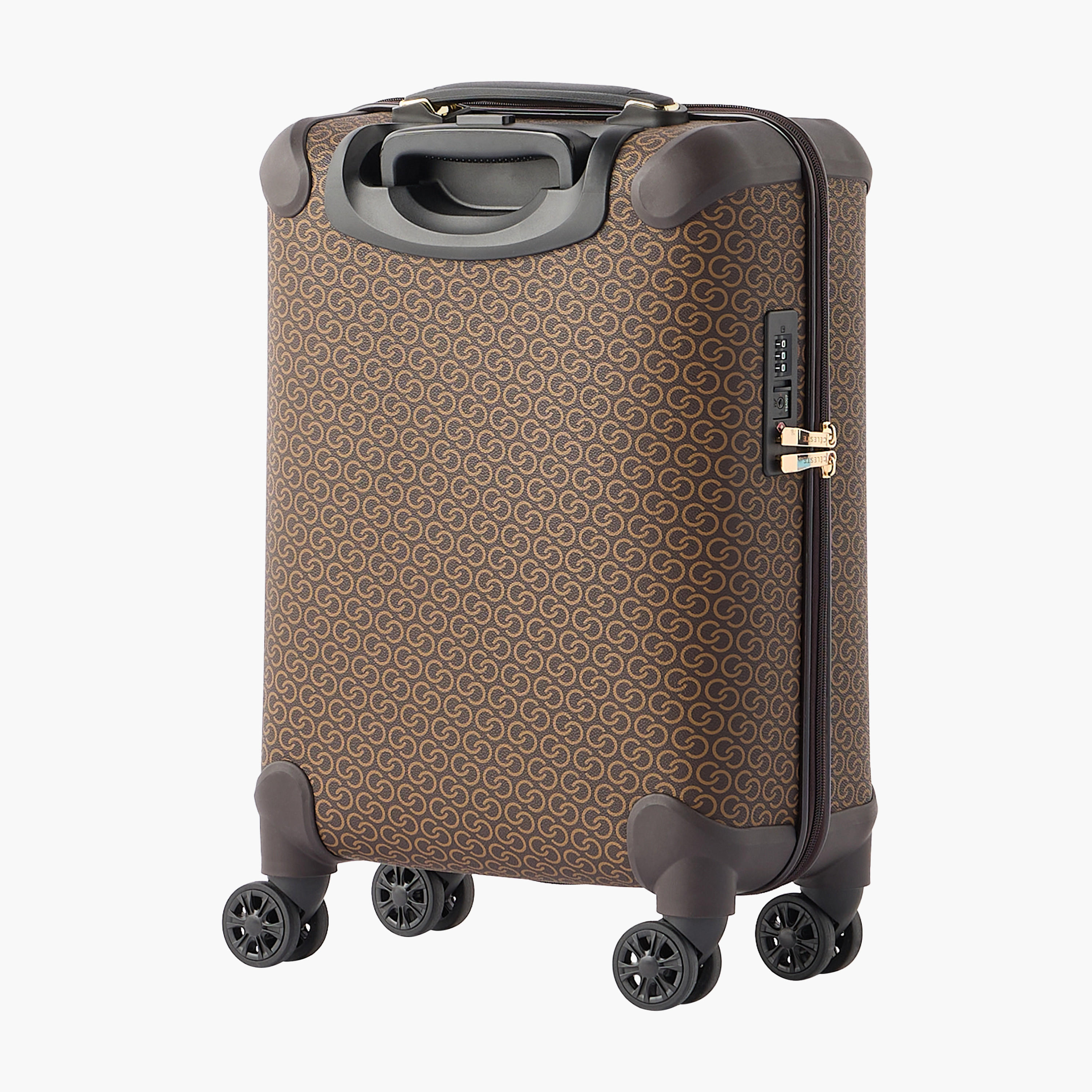 Celeste Monogram Print Hardcase Luggage Trolley with Retractable Handle - 20 inches Check-in Bag-travel-luggagesandbags-luggage-image-3