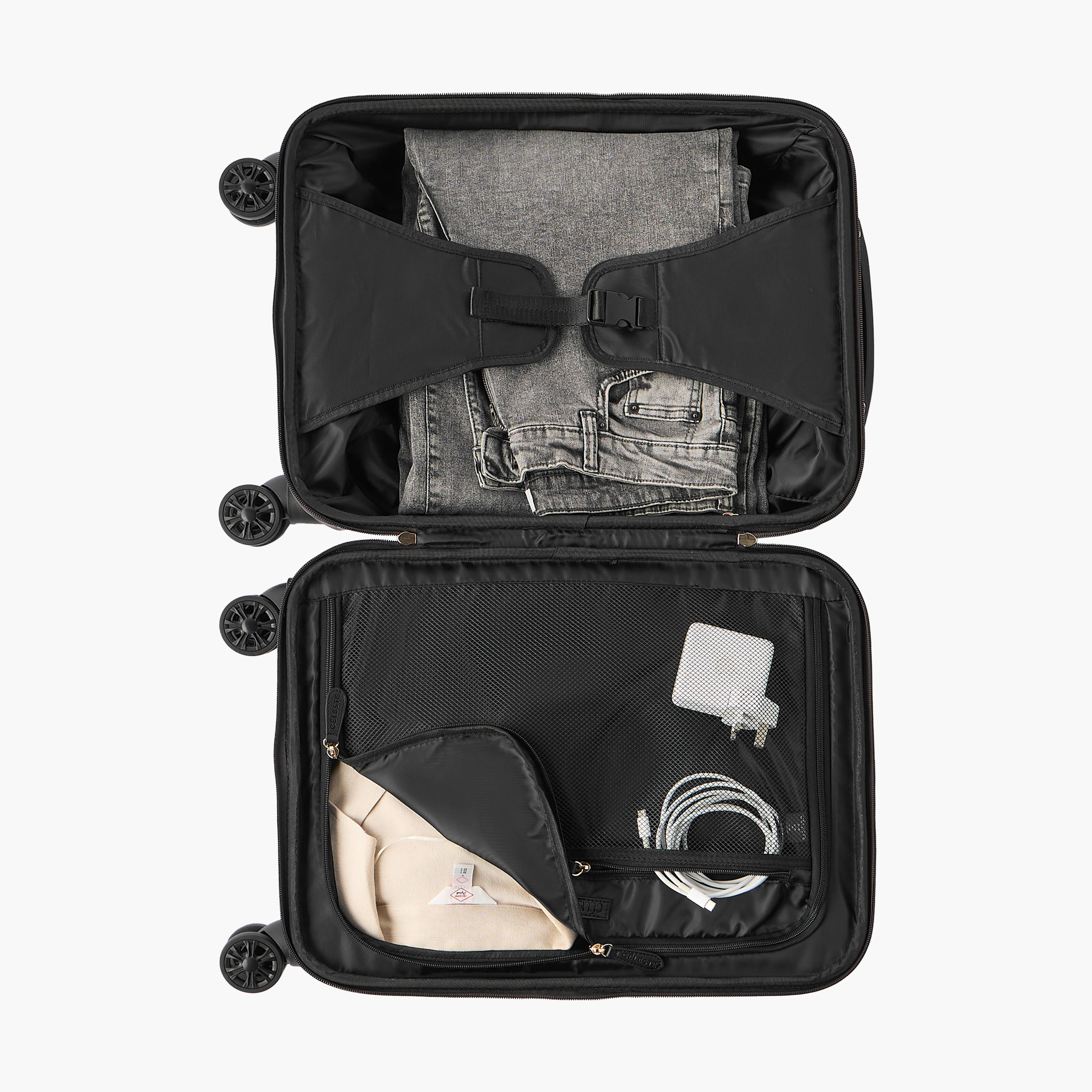 Celeste Monogram Print Hardcase Luggage Trolley with Retractable Handle - 20 inches Check-in Bag-travel-luggagesandbags-luggage-image-9