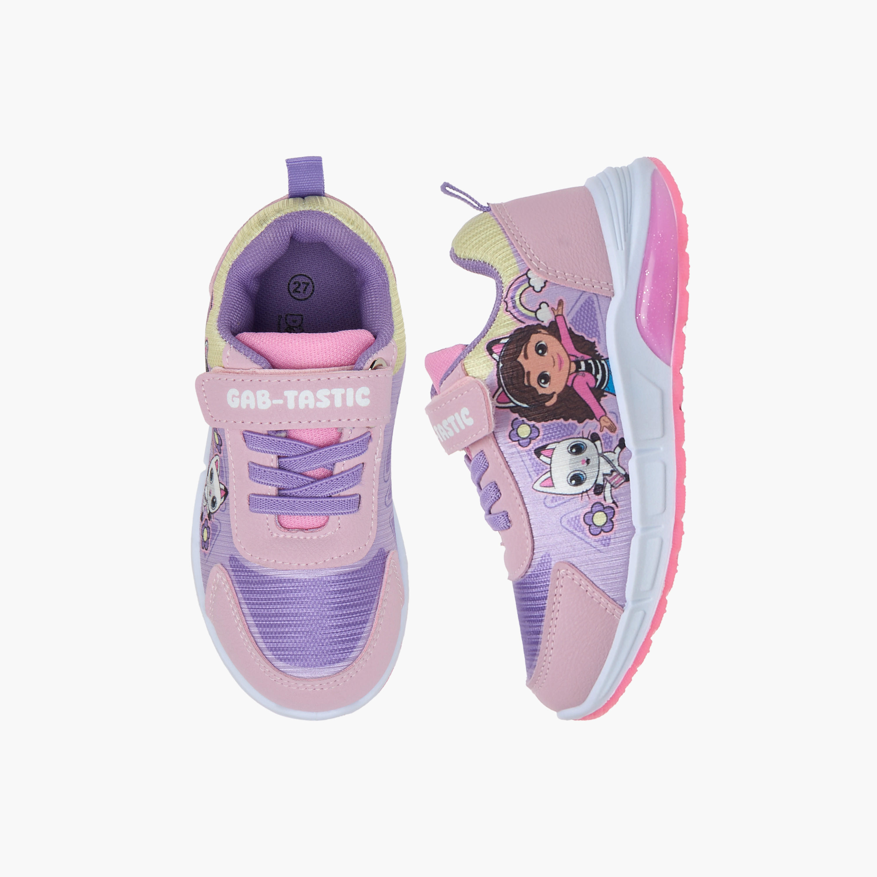 Gabbys Dollhouse Girls Hook & Loop Light-Up Ankle Sneakers-girls-shoes-sneakers-image-1