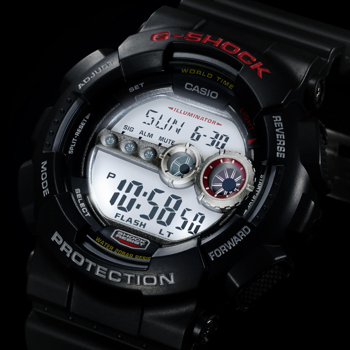ساعة يد ديجيتال سوداء بسوار من الراتينج للرجال جي شوك من كاسيو GD-100-1ADR-men-watchesandjewellery-watches-image-3