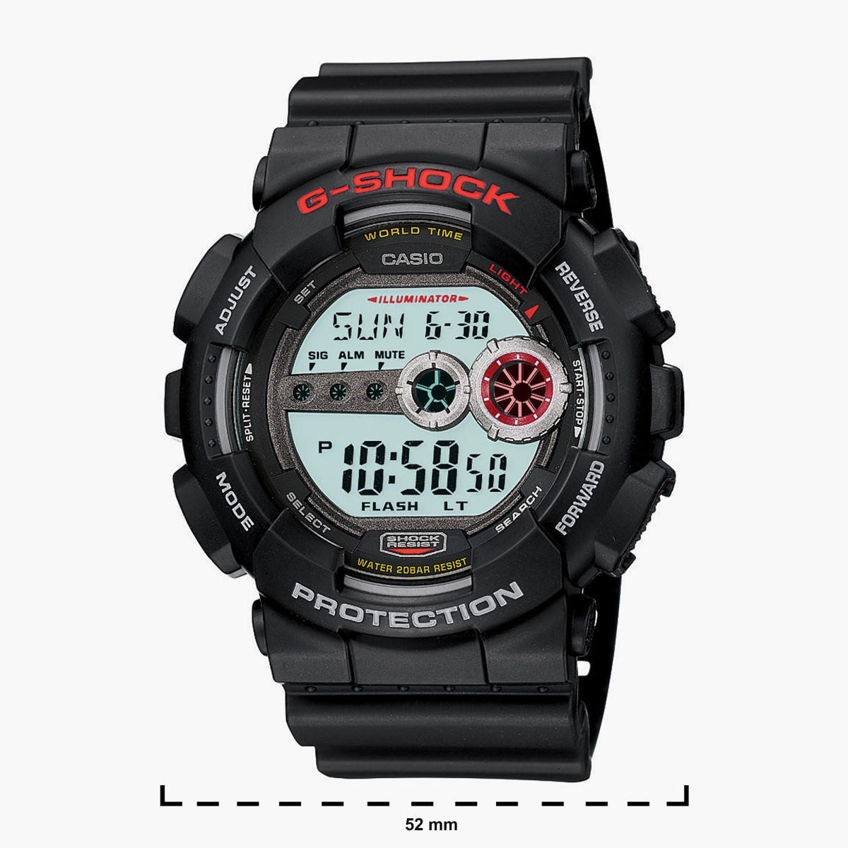 ساعة يد ديجيتال سوداء بسوار من الراتينج للرجال جي شوك من كاسيو GD-100-1ADR-men-watchesandjewellery-watches-image-4