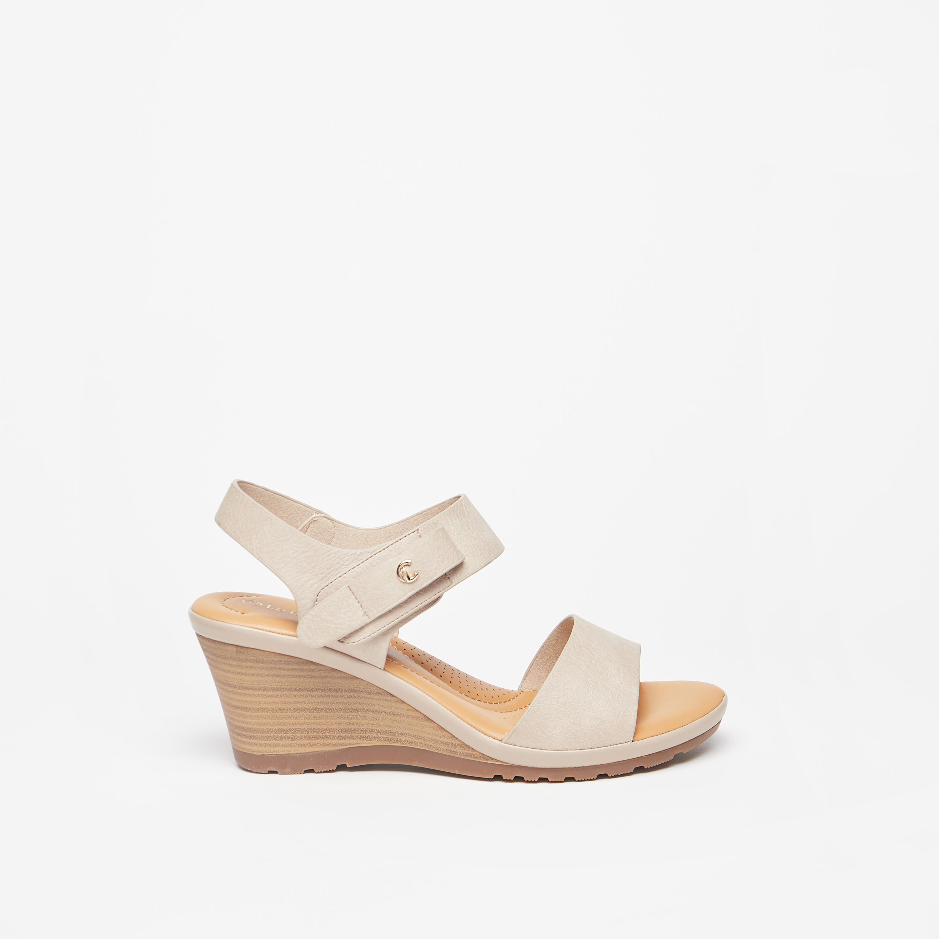 صندل متعدد الأحزمة بكعب ويدج وشريط إغلاق لاصق من لو كونفورت-women-shoes-heels-image-3