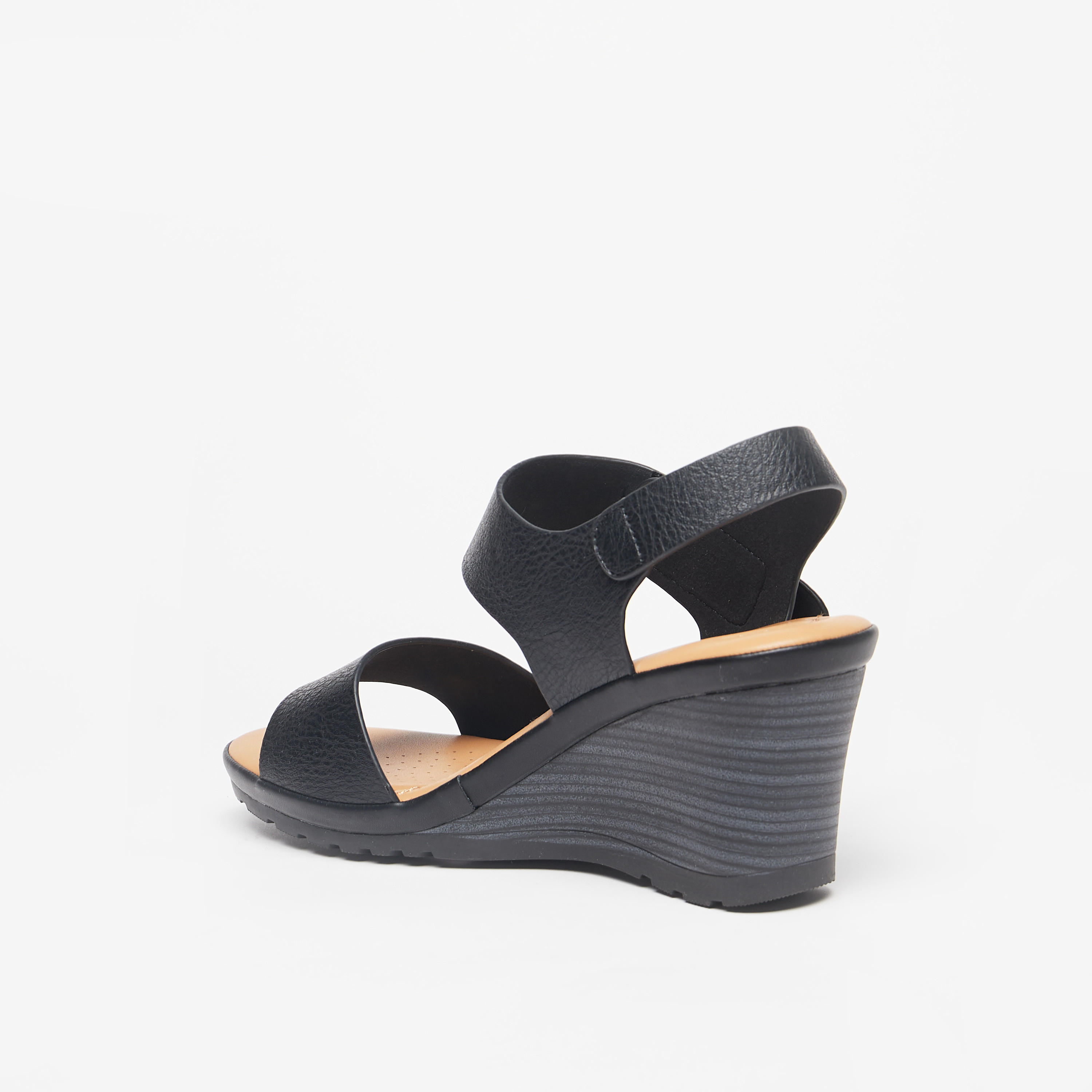 Le Confort Strappy Wedge Heel Sandals with Hook and Loop Closure-women-shoes-heels-image-2
