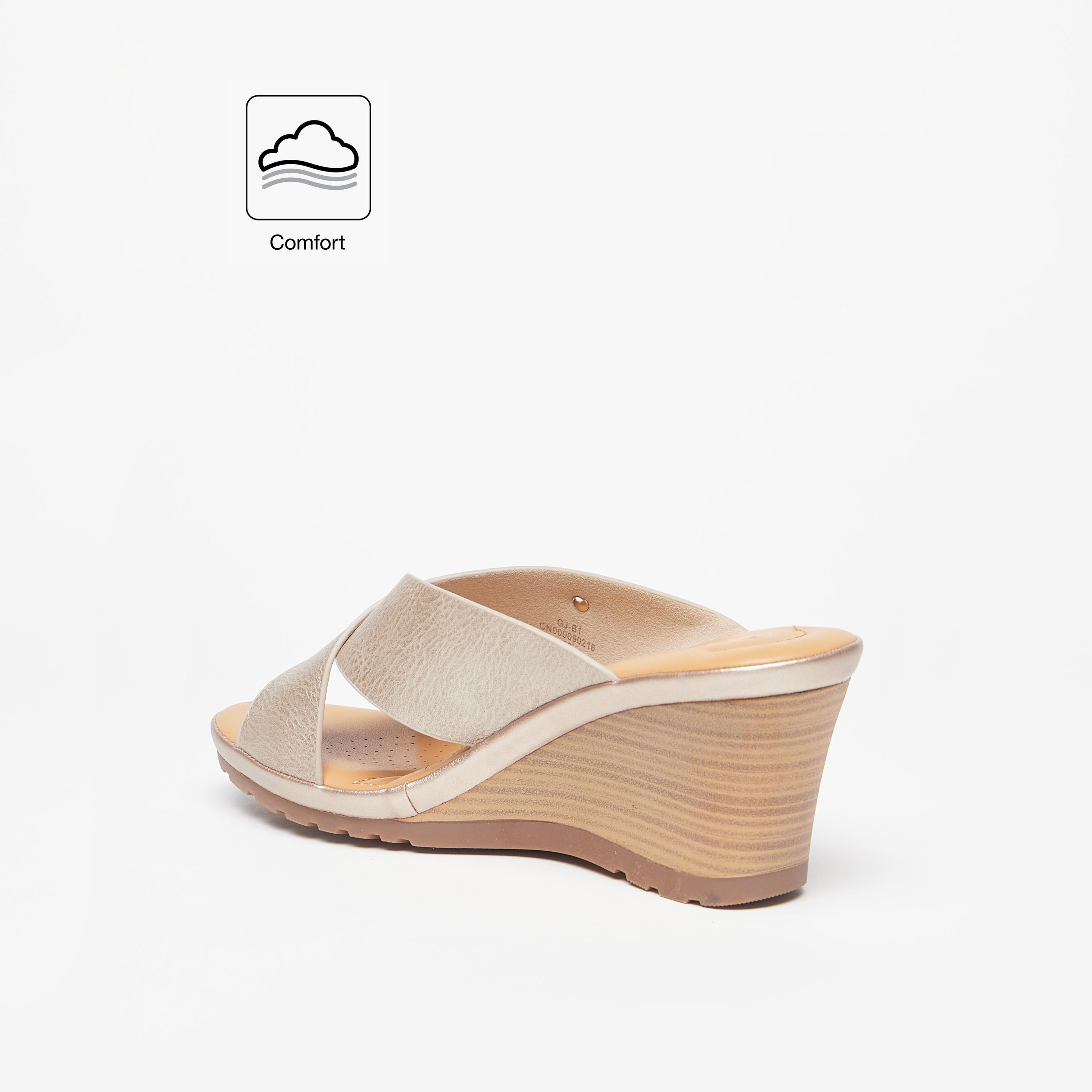 Le Confort Cross Strap Slip-On Sandals with Wedge Heels-women-shoes-sandals-heeled-image-2