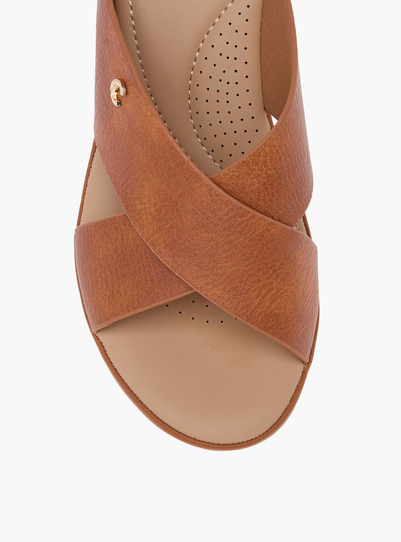 Le Confort Cross Strap Slip-On Sandals with Wedge Heels-women-shoes-sandals-heeled-image-4