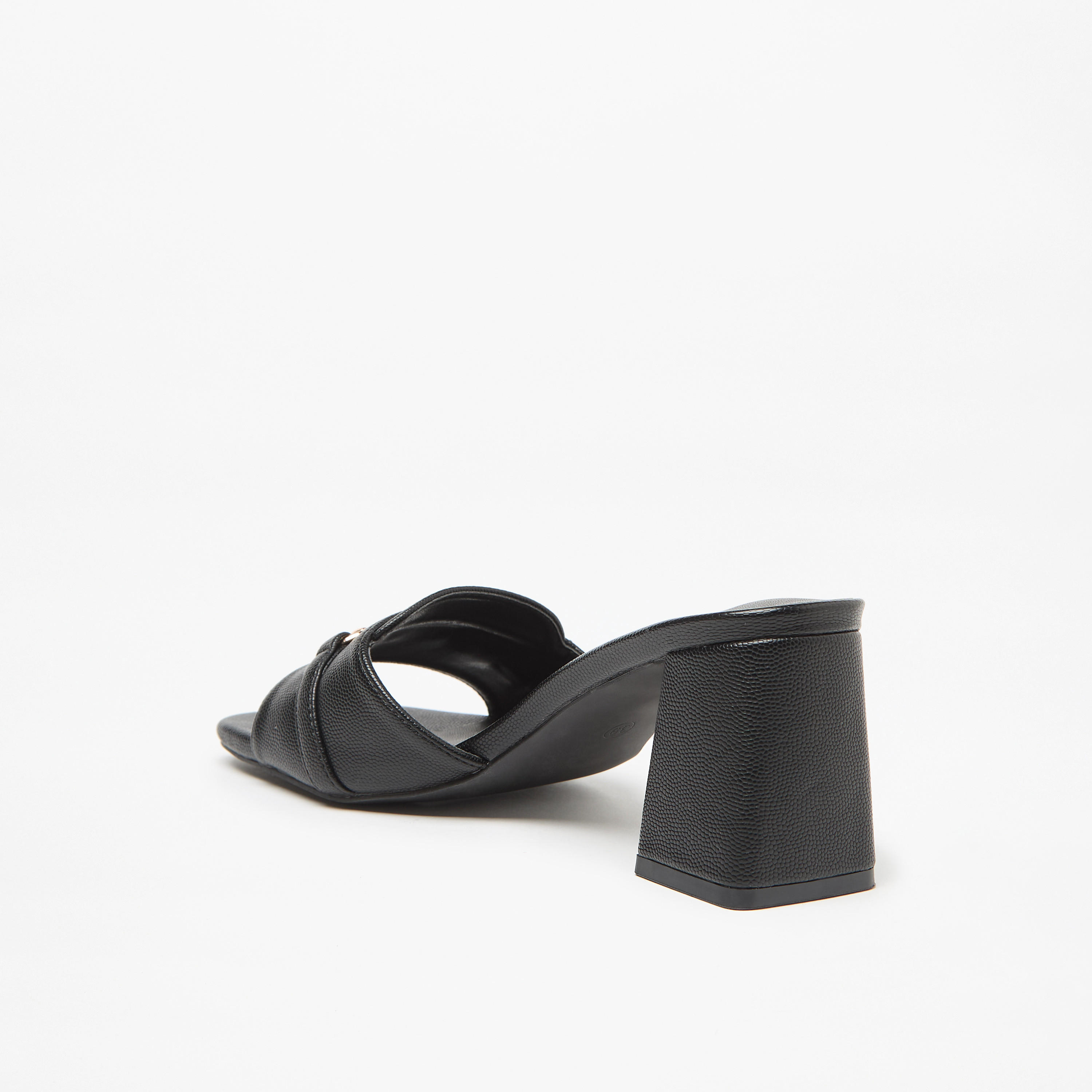 Flora Bella Textured Slip-On Sandals with Block Heels and Buckle Accent-women-shoes-sandals-heeled-image-2